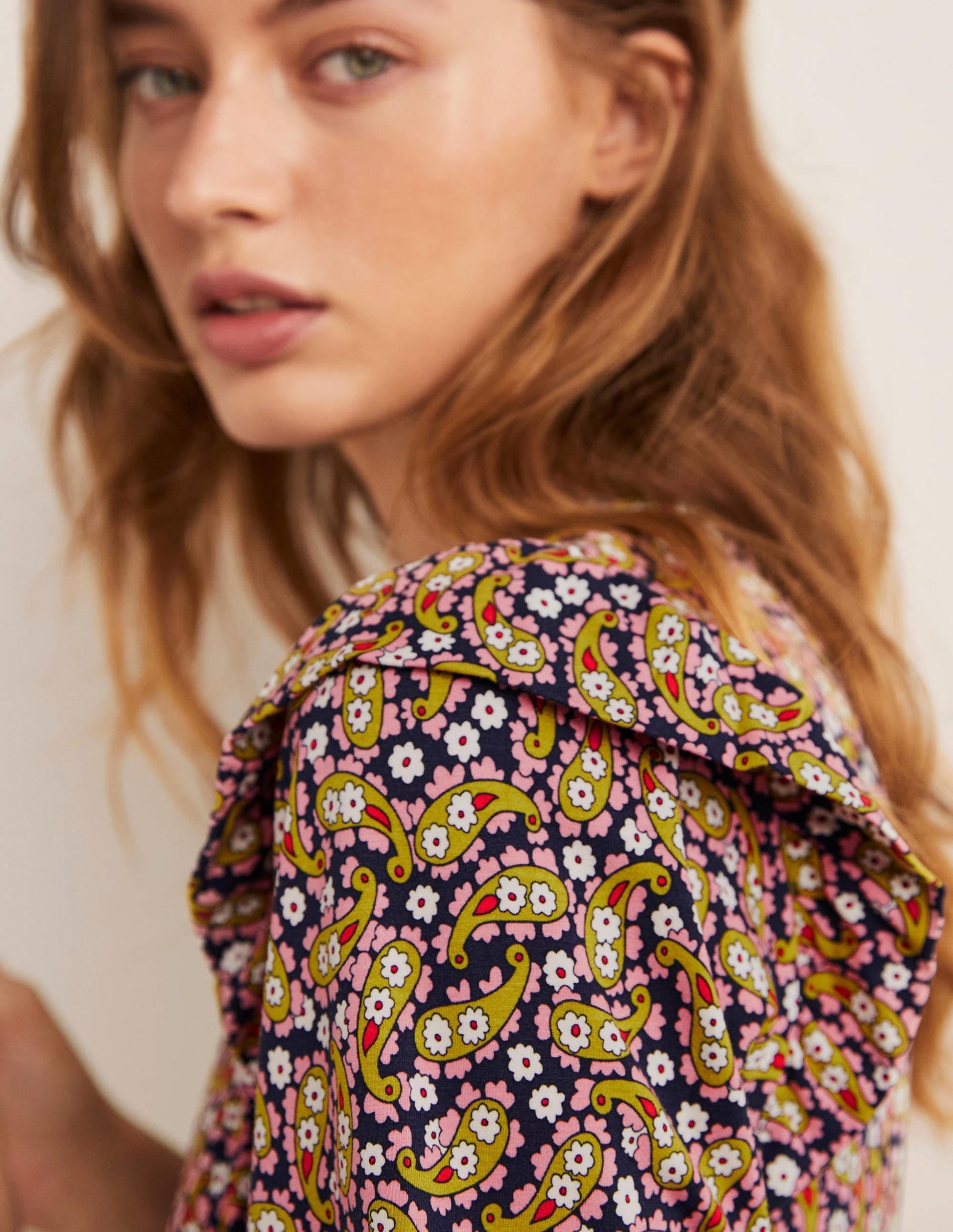 Ruffle Jersey Midi Dress-Citronelle Petal Paisley-2