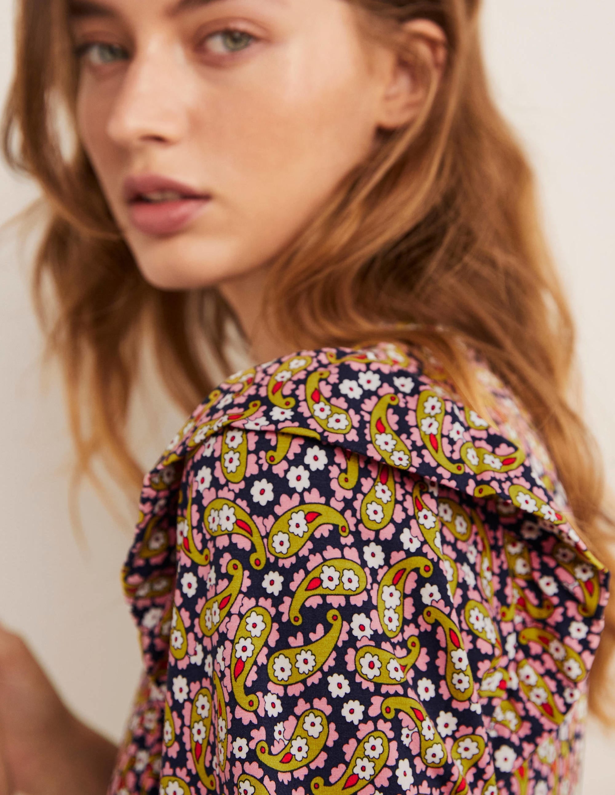 Ruffle Jersey Midi Dress-Citronelle Petal Paisley - Image 2