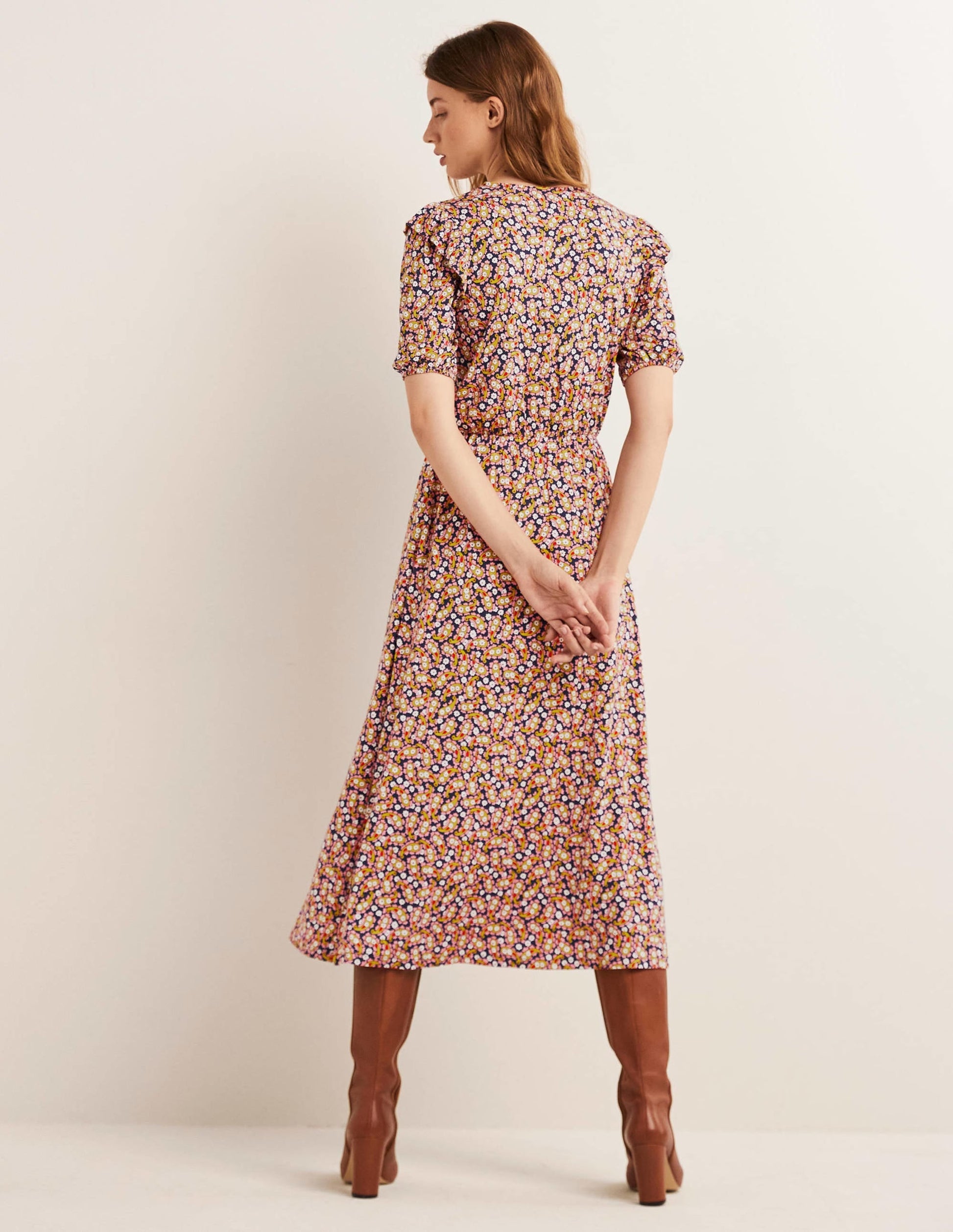 Ruffle Jersey Midi Dress-Citronelle Petal Paisley-3