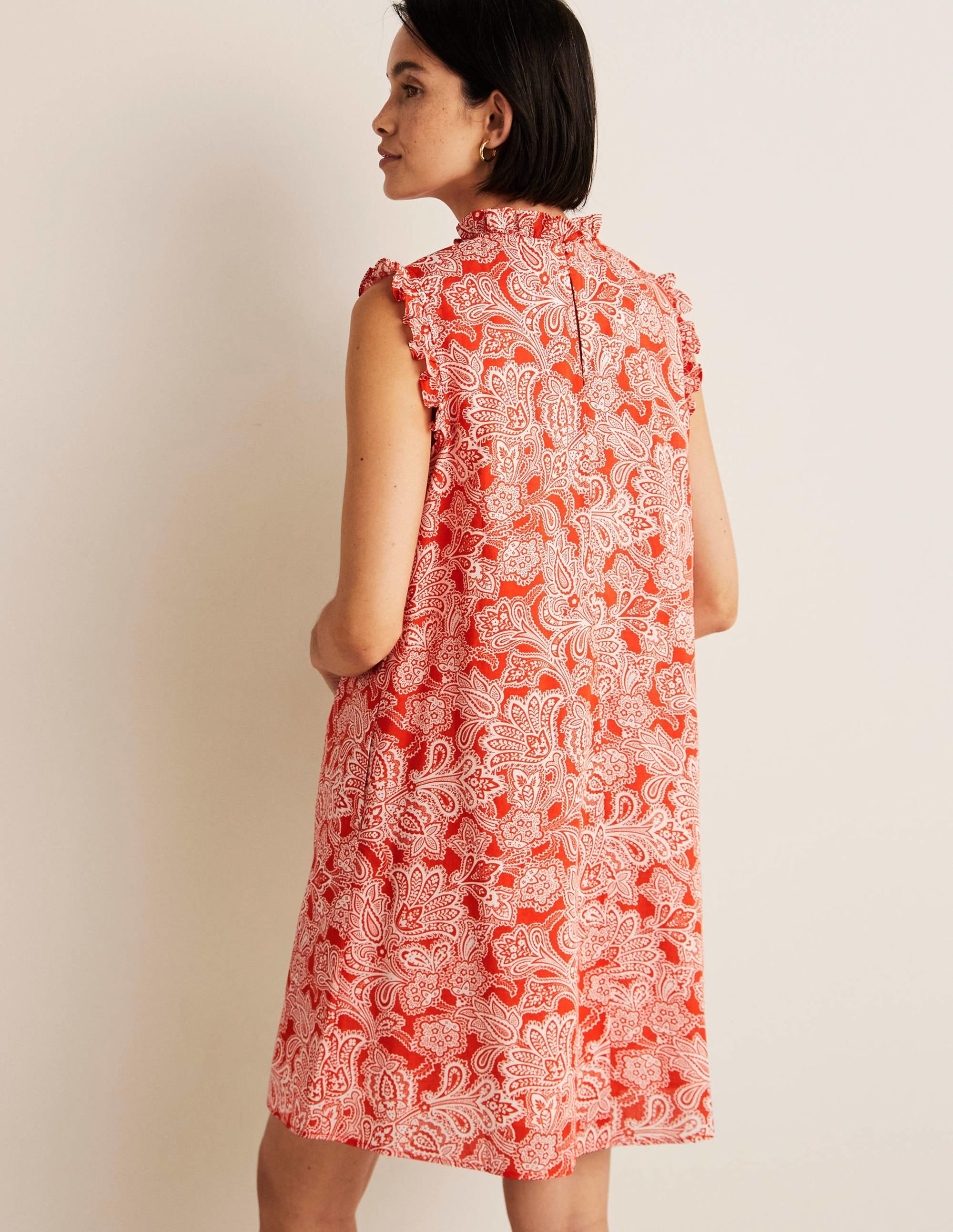 Sleeveless Smocked Mini Dress-Firecracker, Paisley Bud - Image 7
