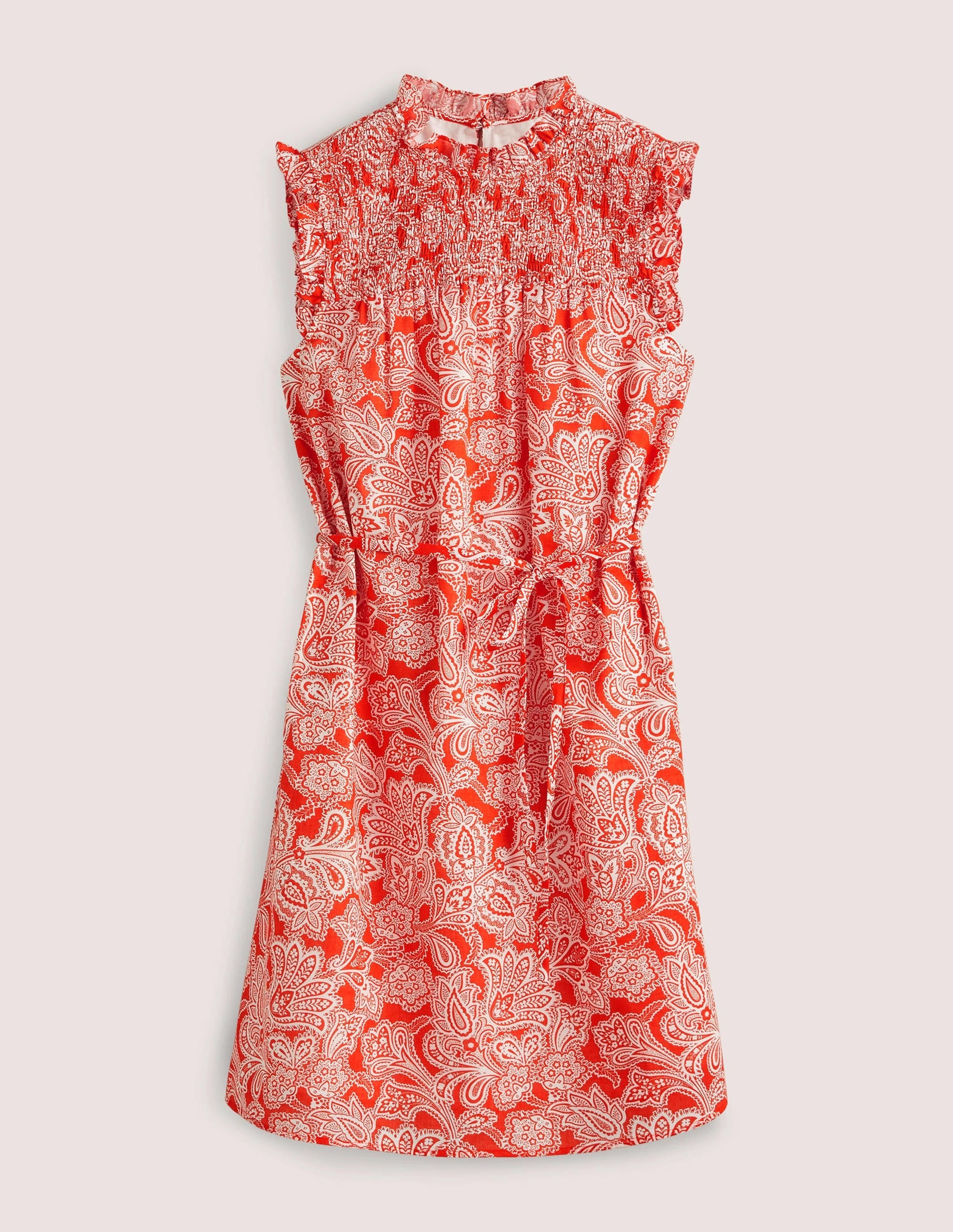Sleeveless Smocked Mini Dress-Firecracker, Paisley Bud - Image 10