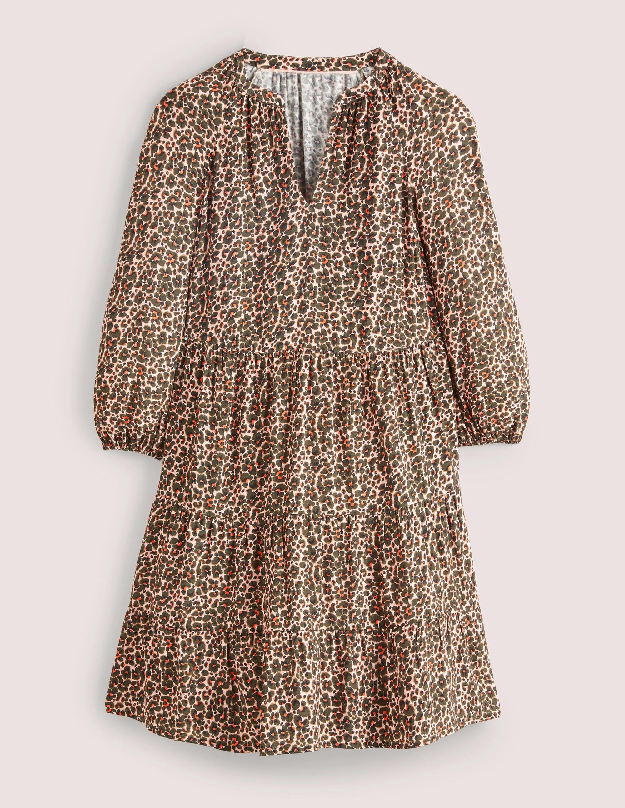 Notch Neck Tiered Dress-Milkshake, Abstract Bud - Image 6