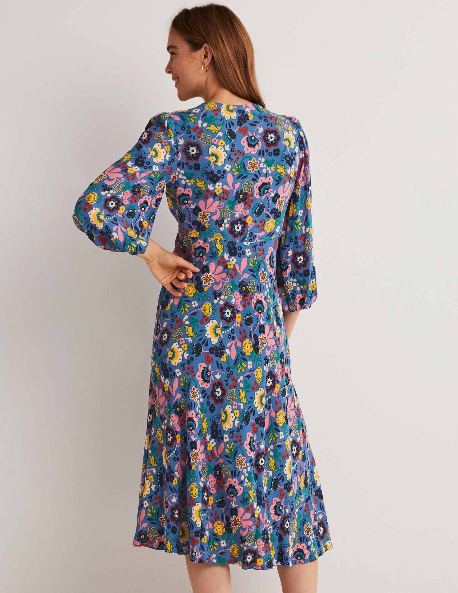Empire Midi Tea Dress-Riviera Blue, Pretty Paradise-4