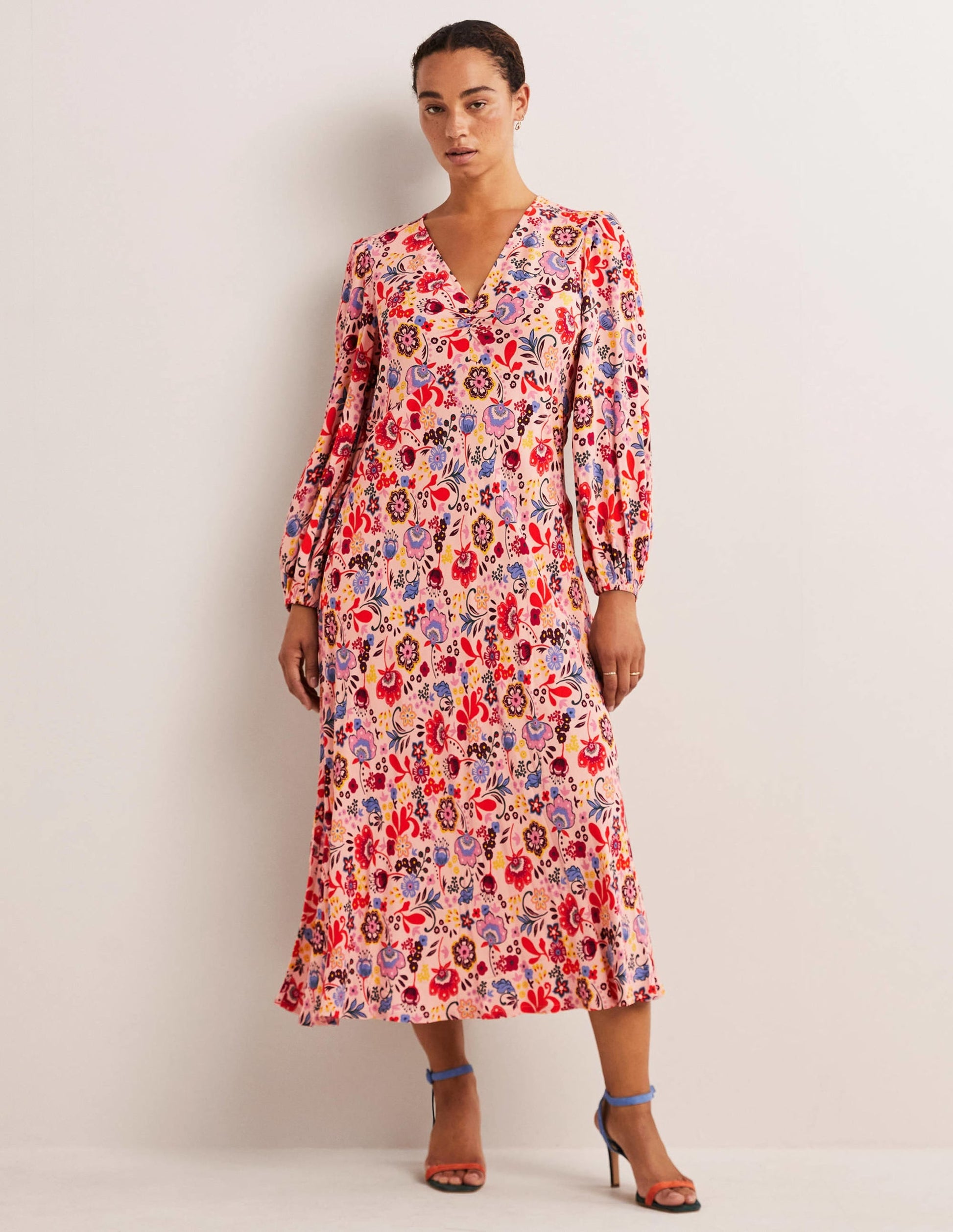 Empire Midi Tea Dress-Milkshake, Pretty Paradise-1