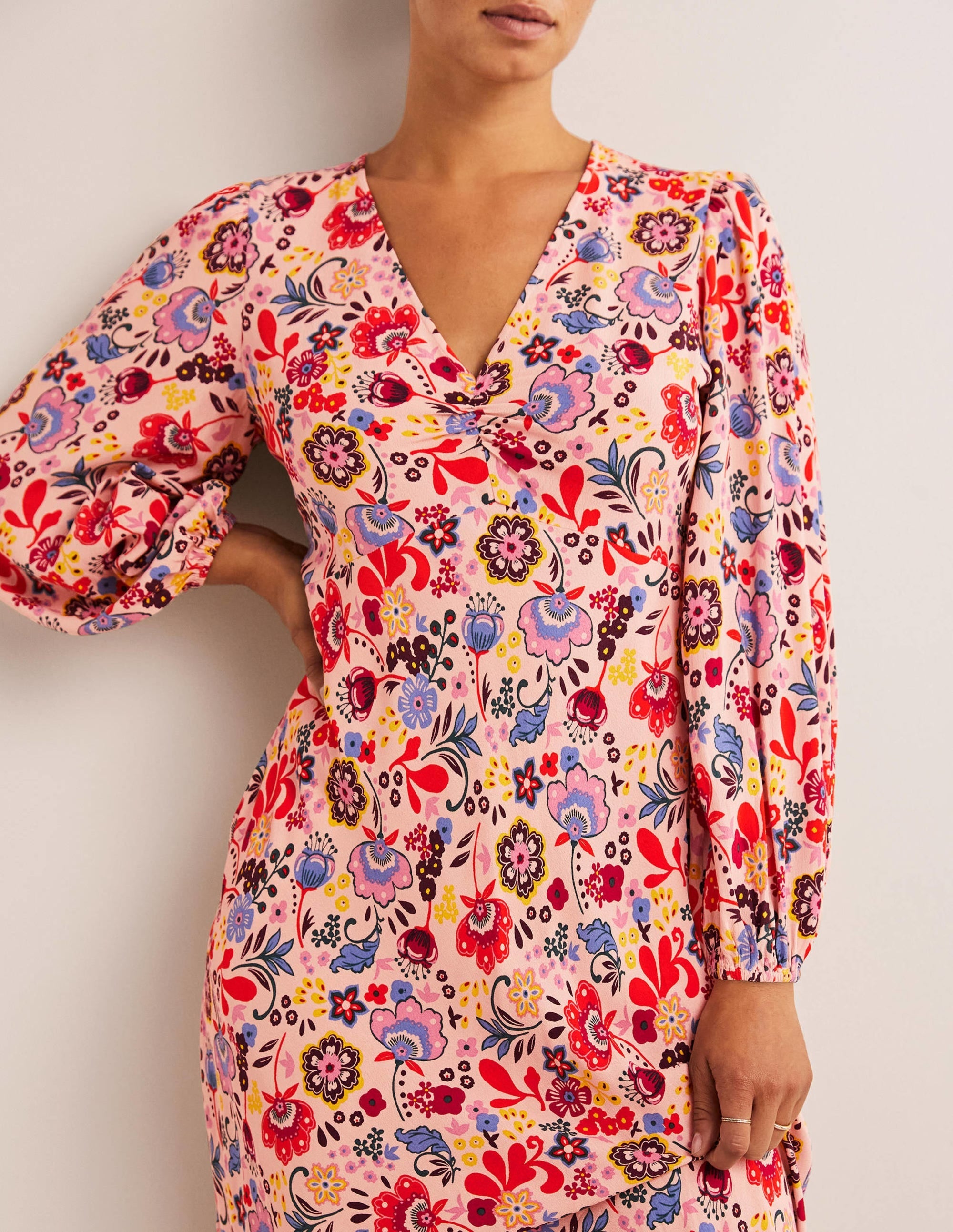 Empire Midi Tea Dress-Milkshake, Pretty Paradise - Image 4