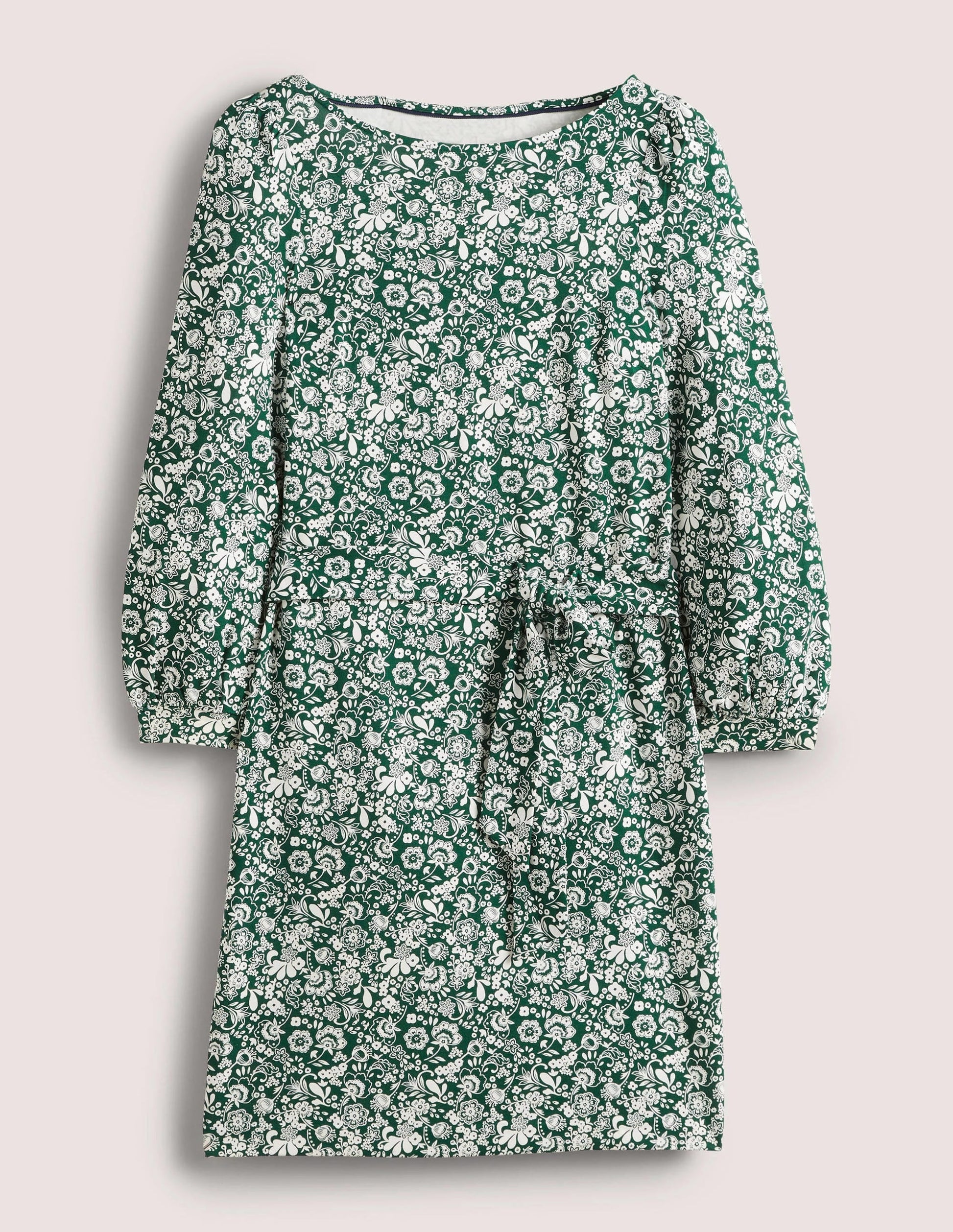 Tie Detail Jersey Shift Dress-Hunter Green, Pretty Paradise-6
