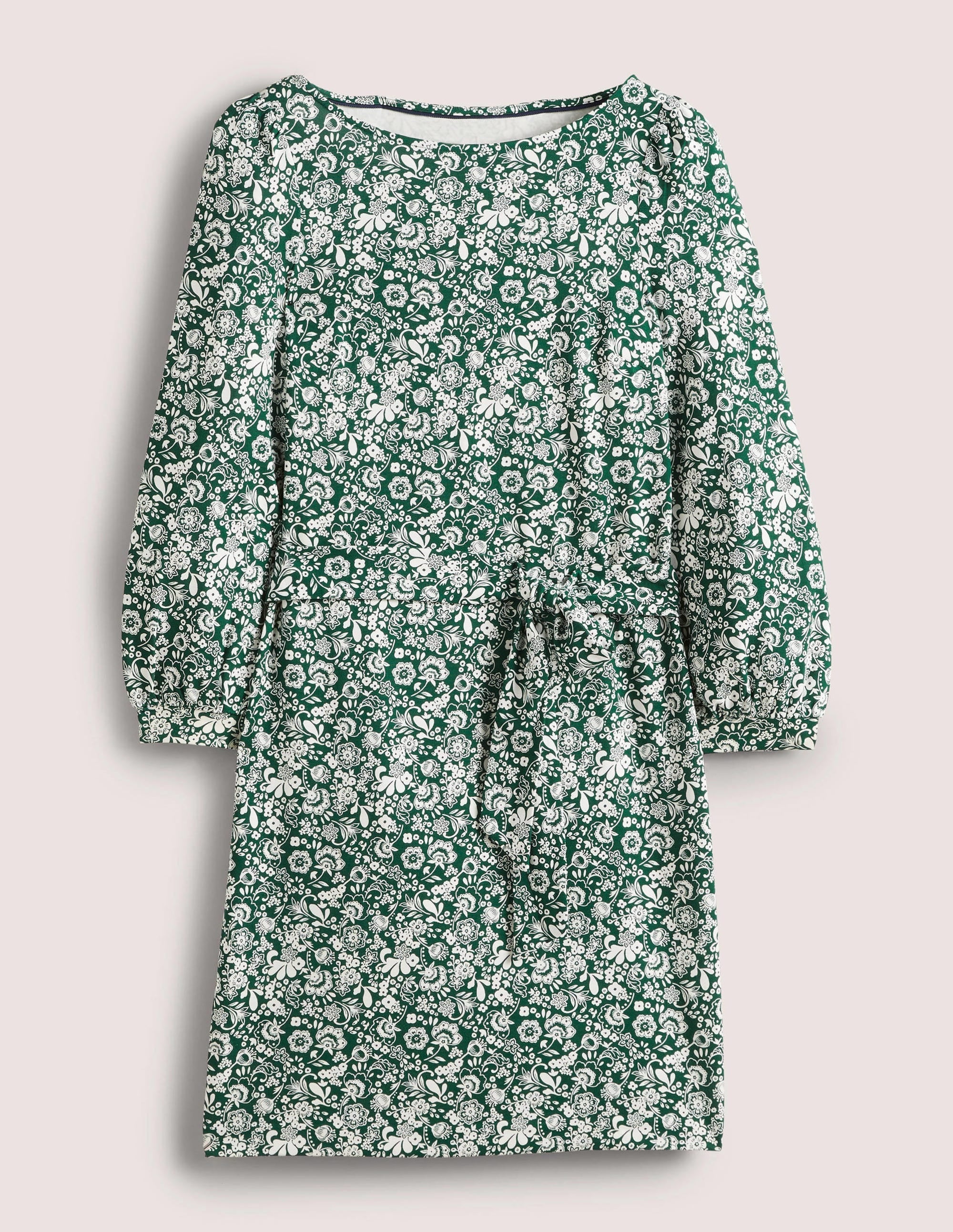 Tie Detail Jersey Shift Dress-Hunter Green, Pretty Paradise - Image 6