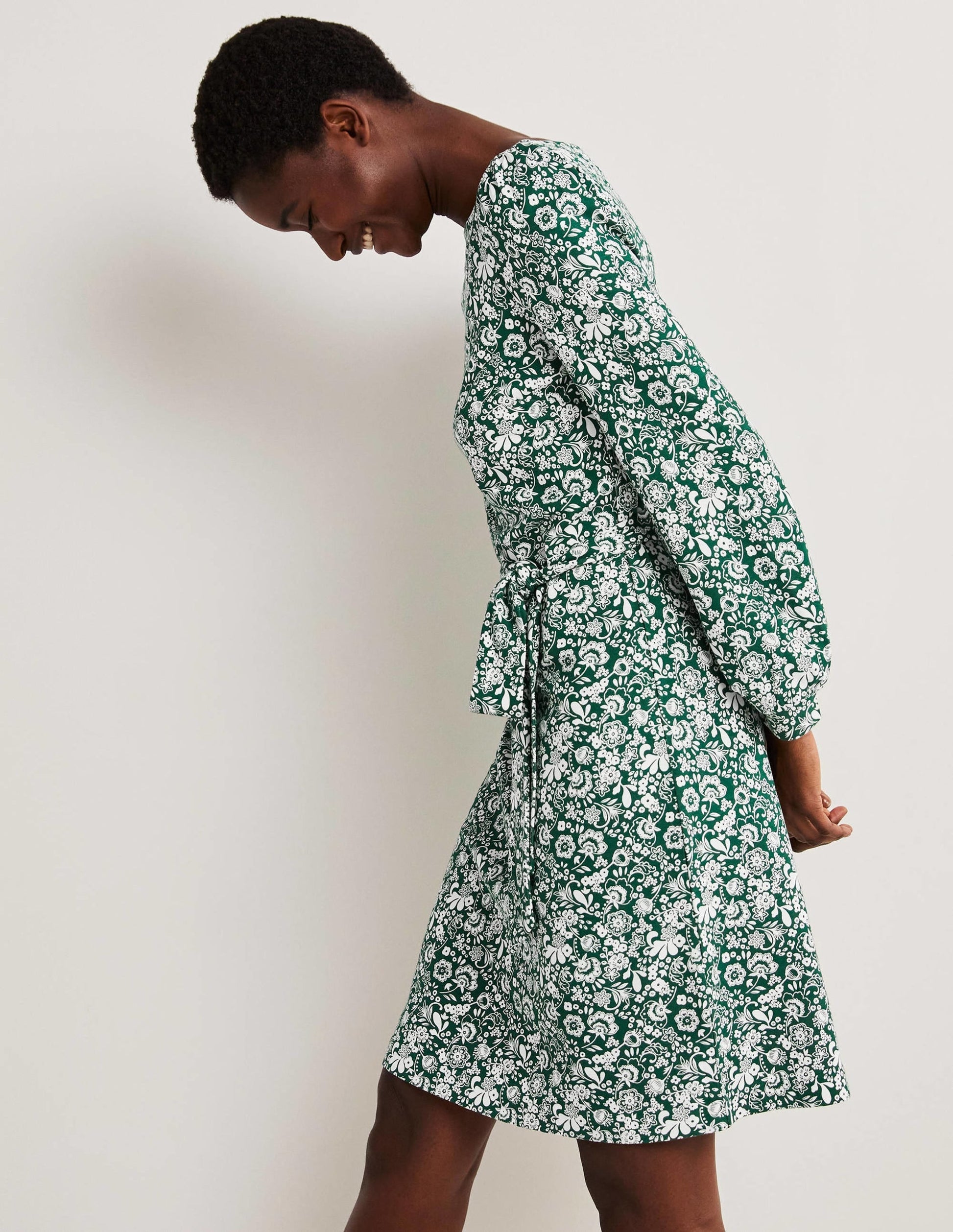 Tie Detail Jersey Shift Dress-Hunter Green, Pretty Paradise-1