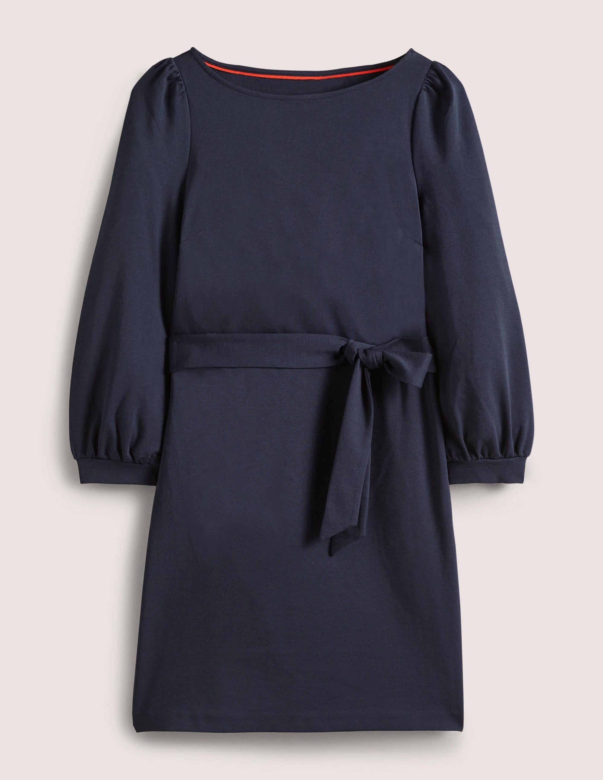 Tie Detail Jersey Shift Dress-Navy - Image 5