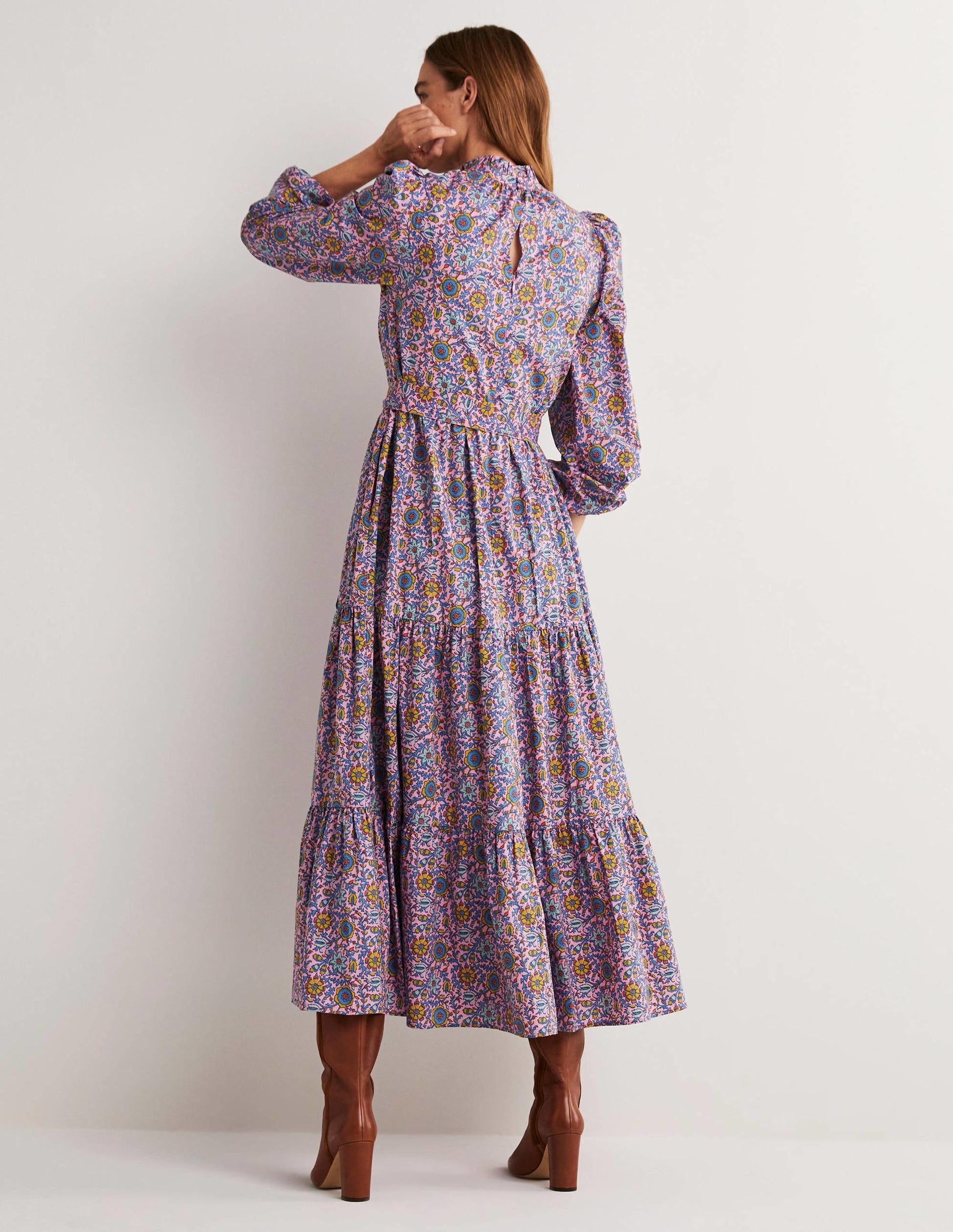 Mutton Sleeve Maxi Dress-Cherry Blossom, Enchanting-3