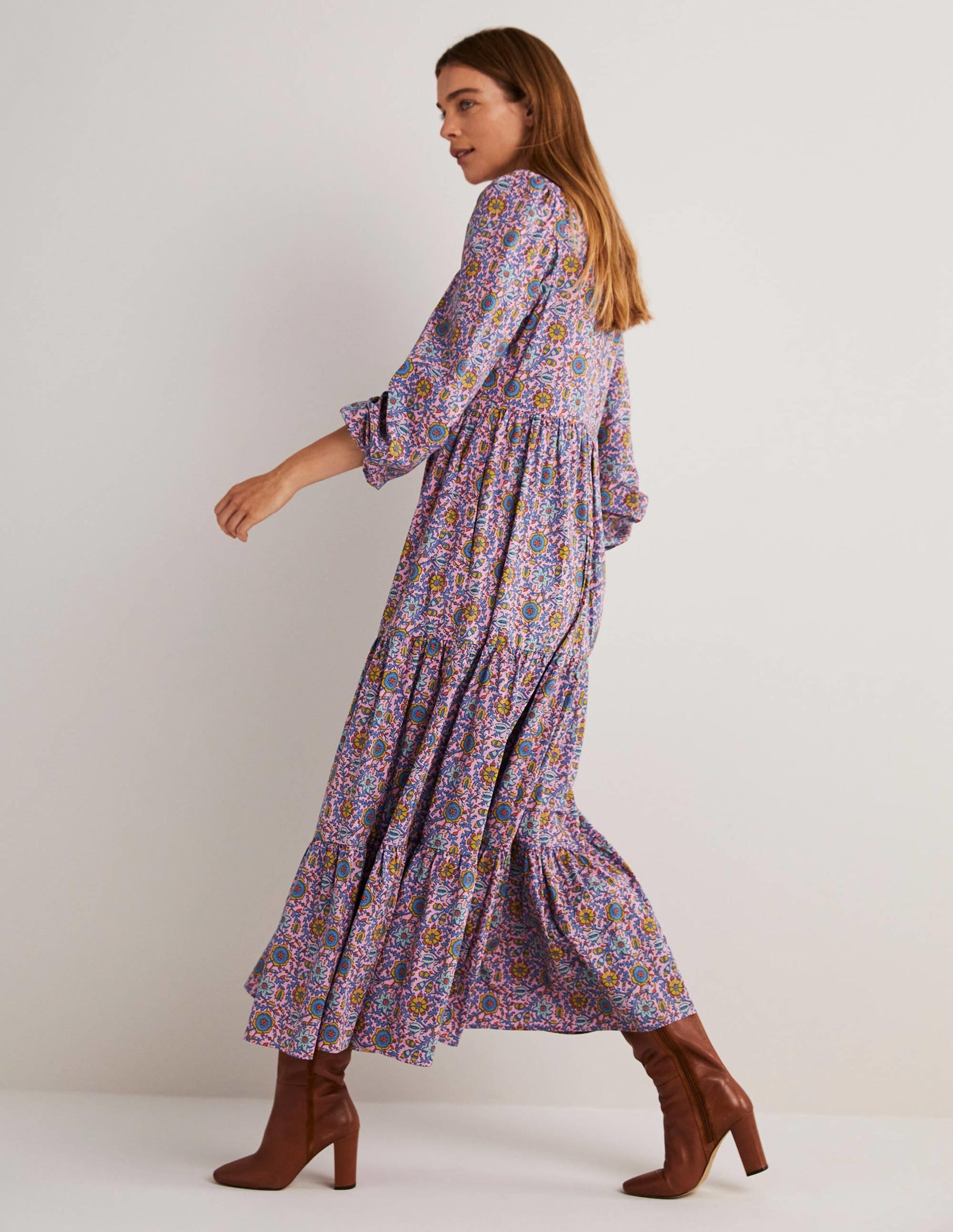 Mutton Sleeve Maxi Dress-Cherry Blossom, Enchanting - Image 4