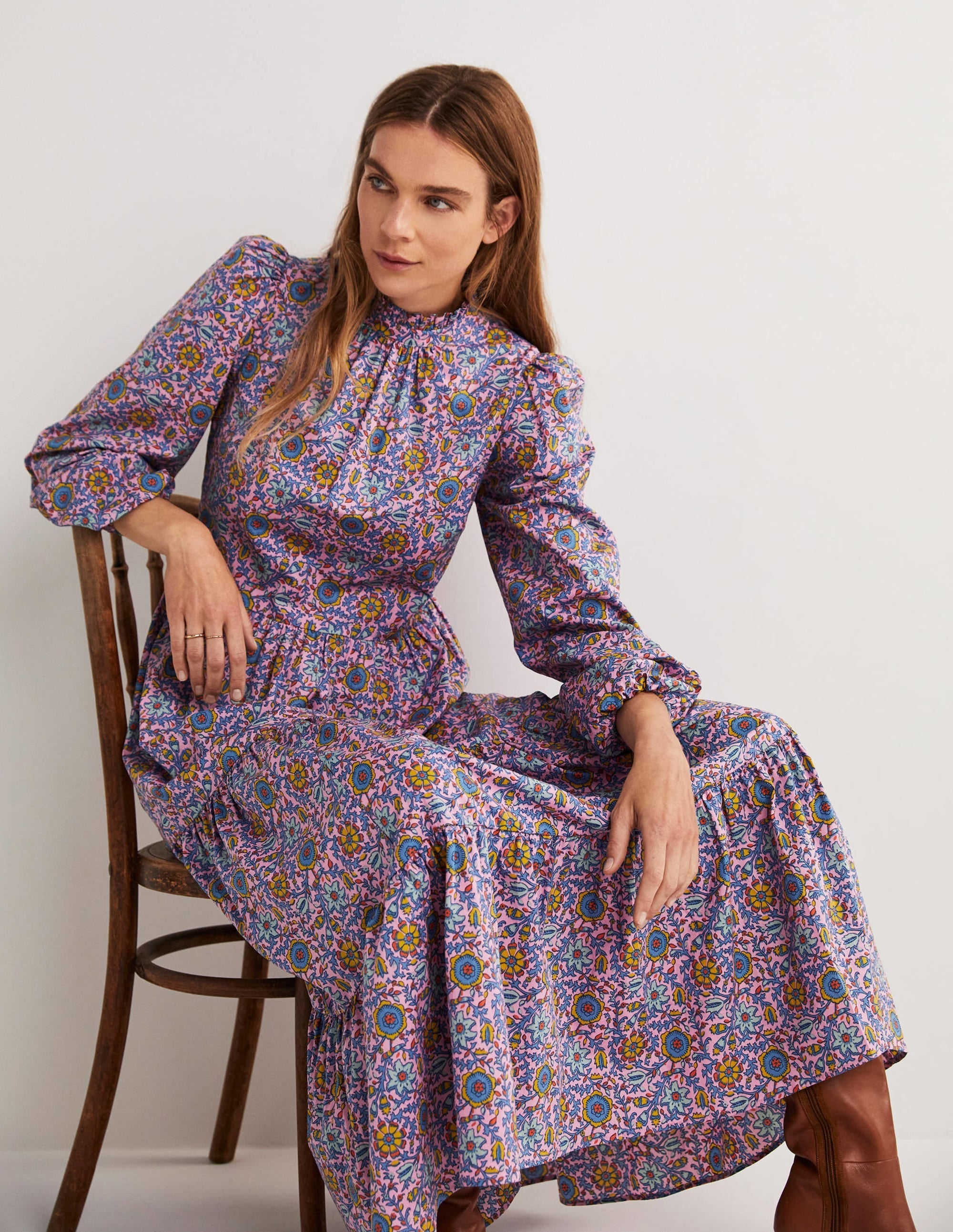 Mutton Sleeve Maxi Dress-Cherry Blossom, Enchanting - Image 5