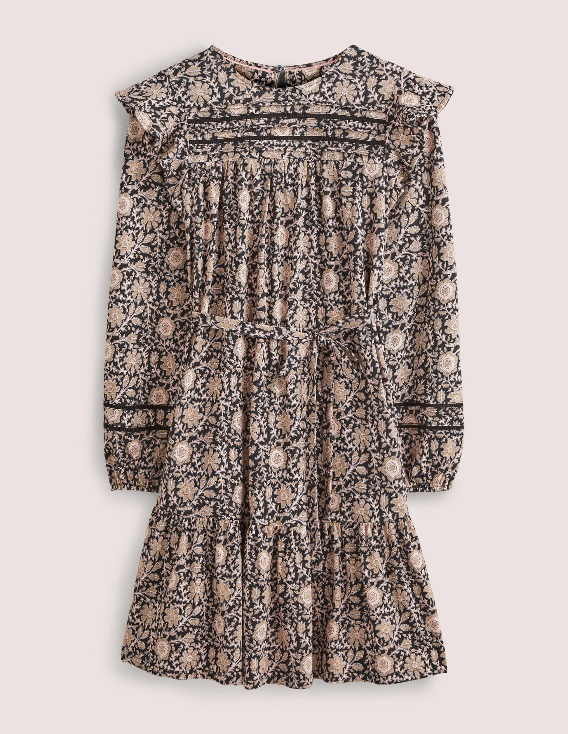 Trim Detail Jersey Dress-Black, Enchanting Twig-7