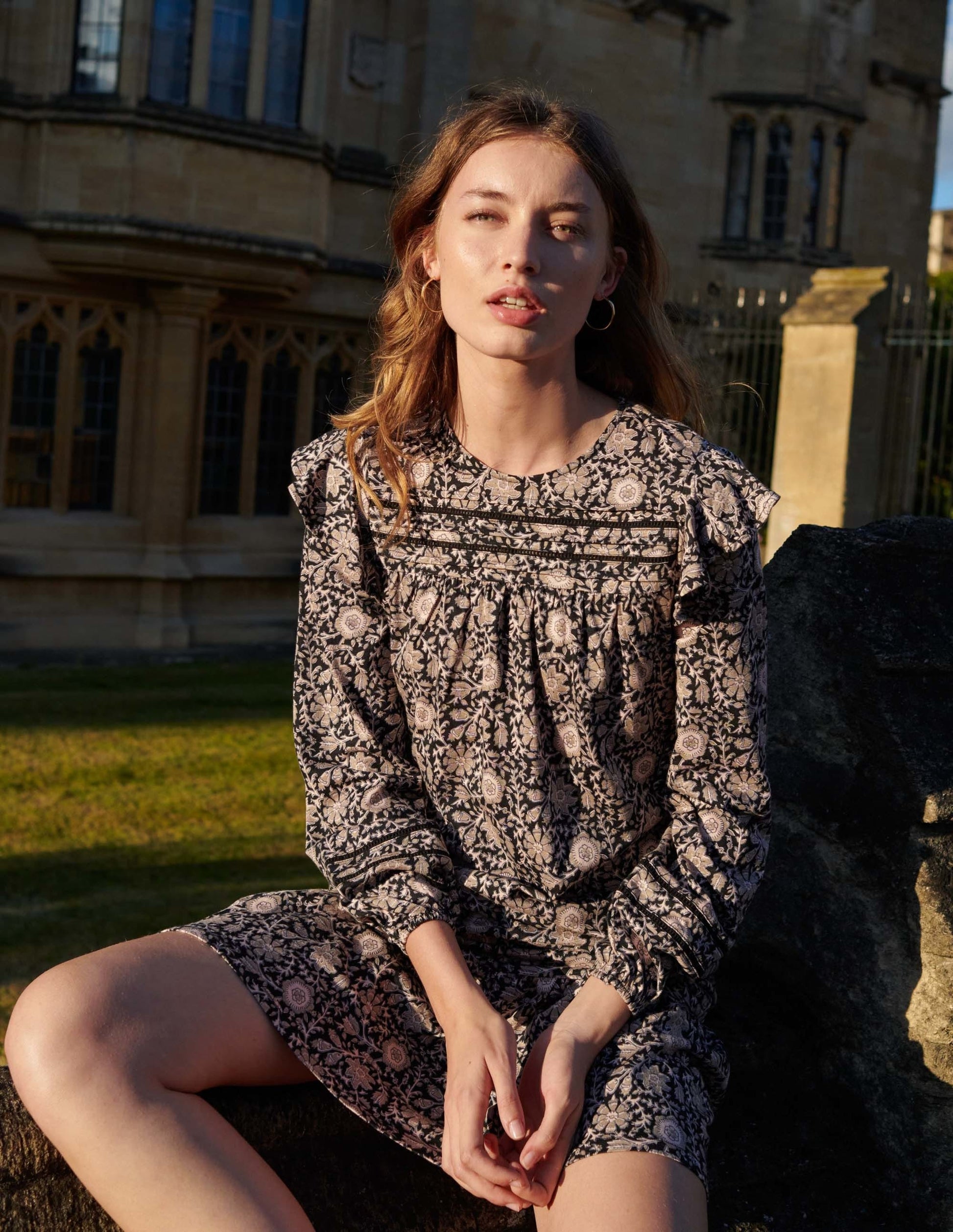 Trim Detail Jersey Dress-Black, Enchanting Twig-8