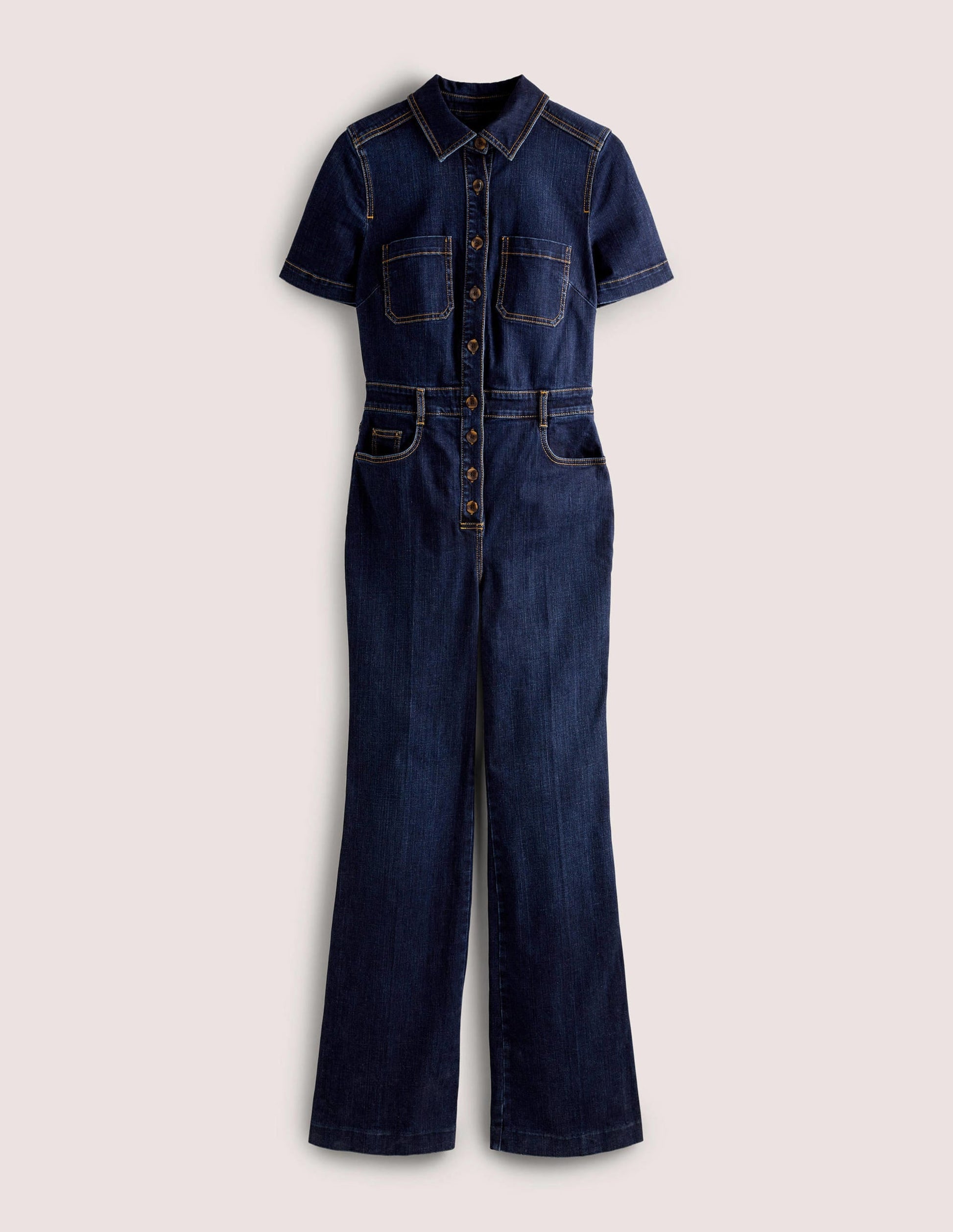 Bootcut Denim Jumpsuit-Indigo-5