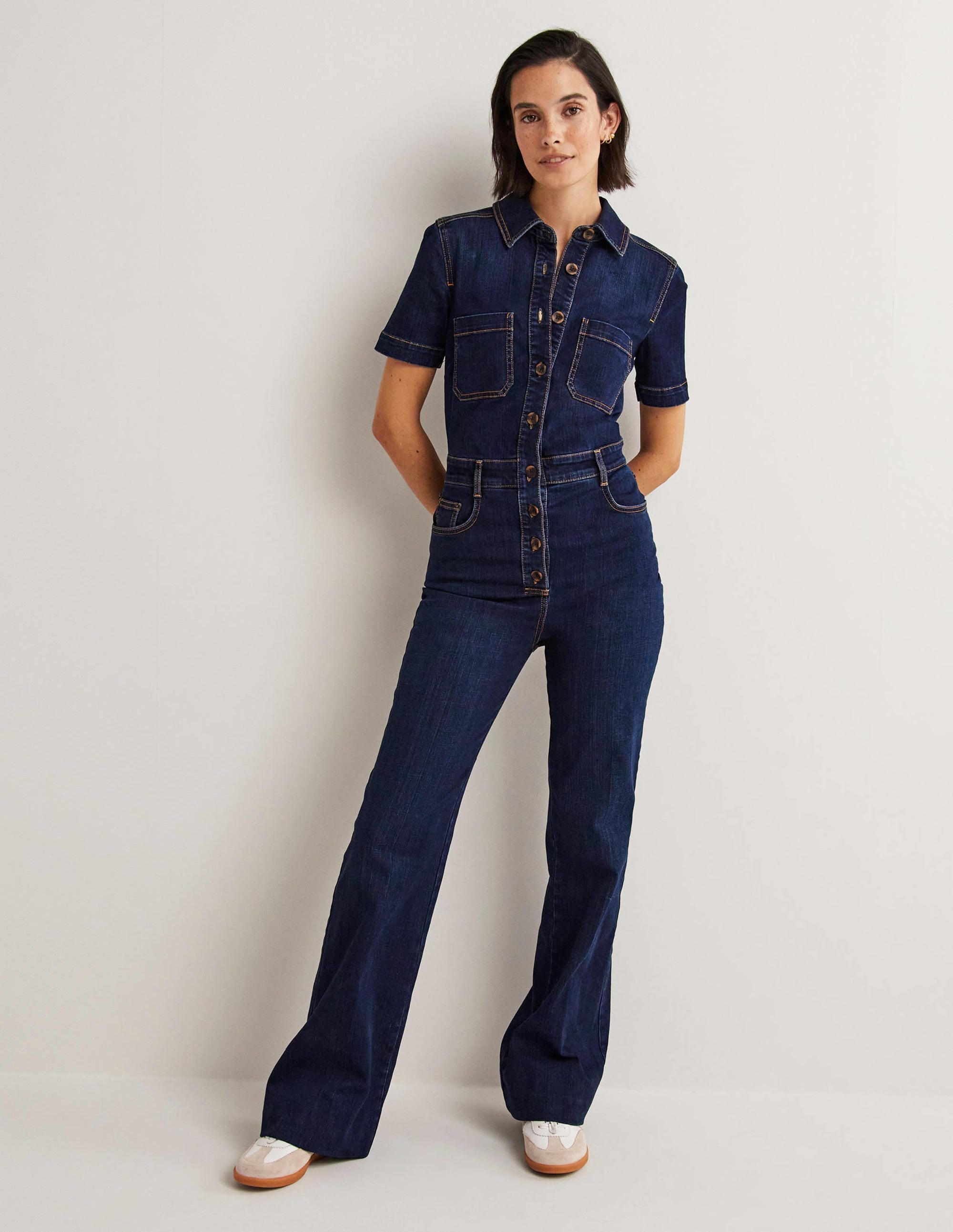Bootcut Denim Jumpsuit-Indigo - Image 1