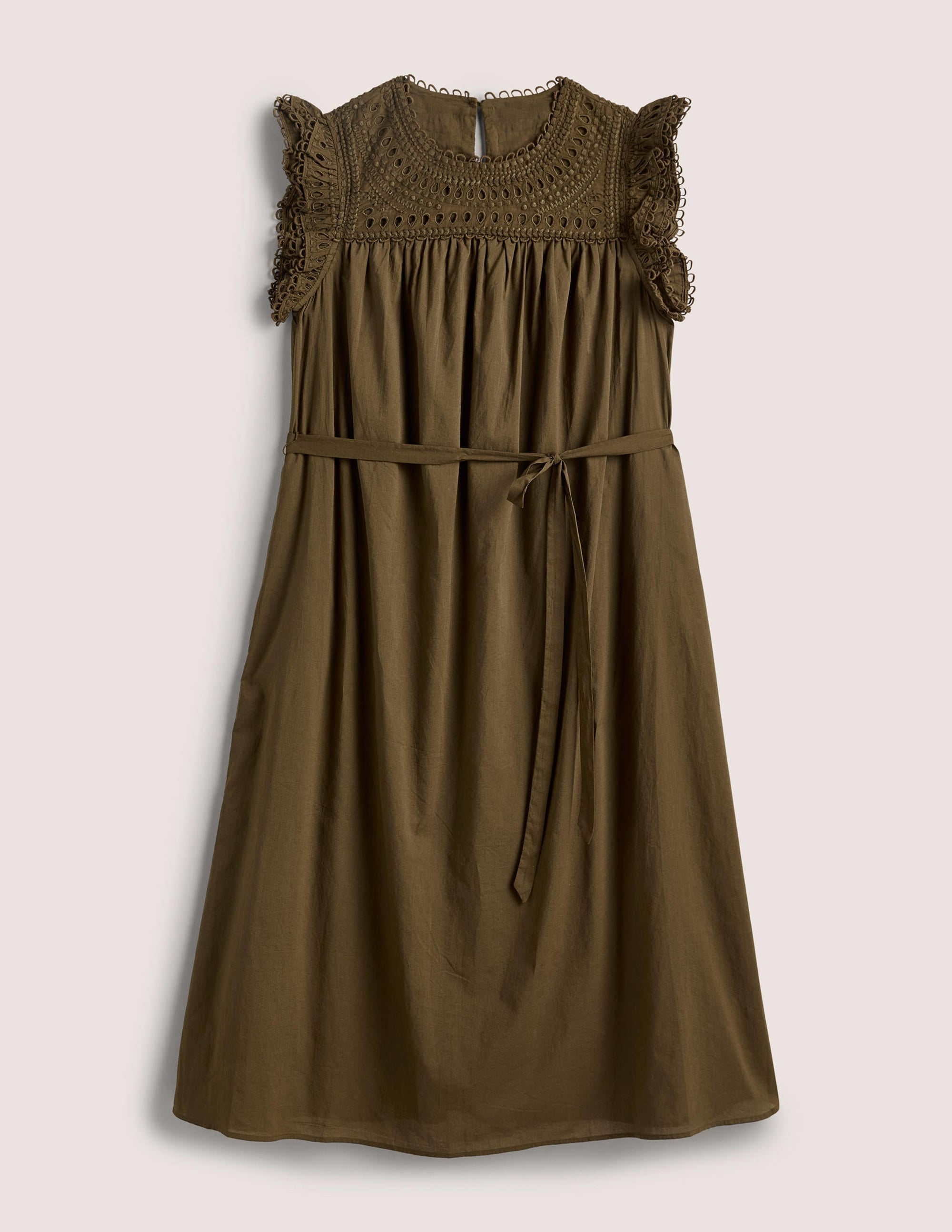 Broderie Detail Midi Dress-Basil - Image 5