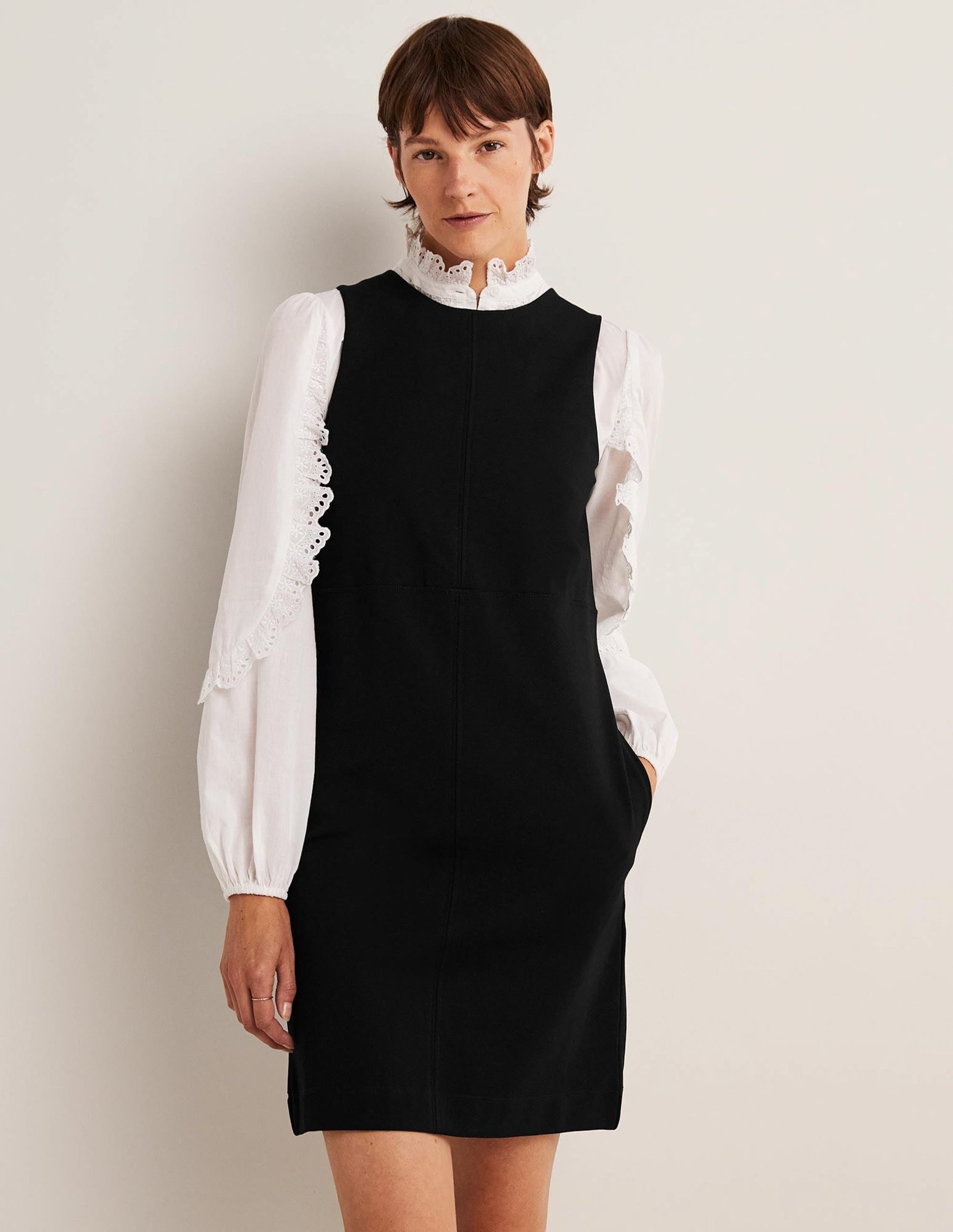 Jersey Mini Shift Dress-Black - Image 4