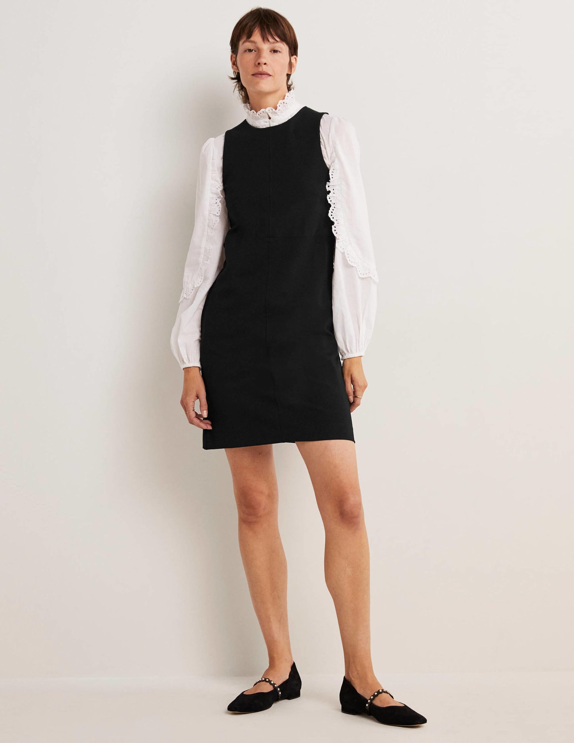 Jersey Mini Shift Dress-Black-5