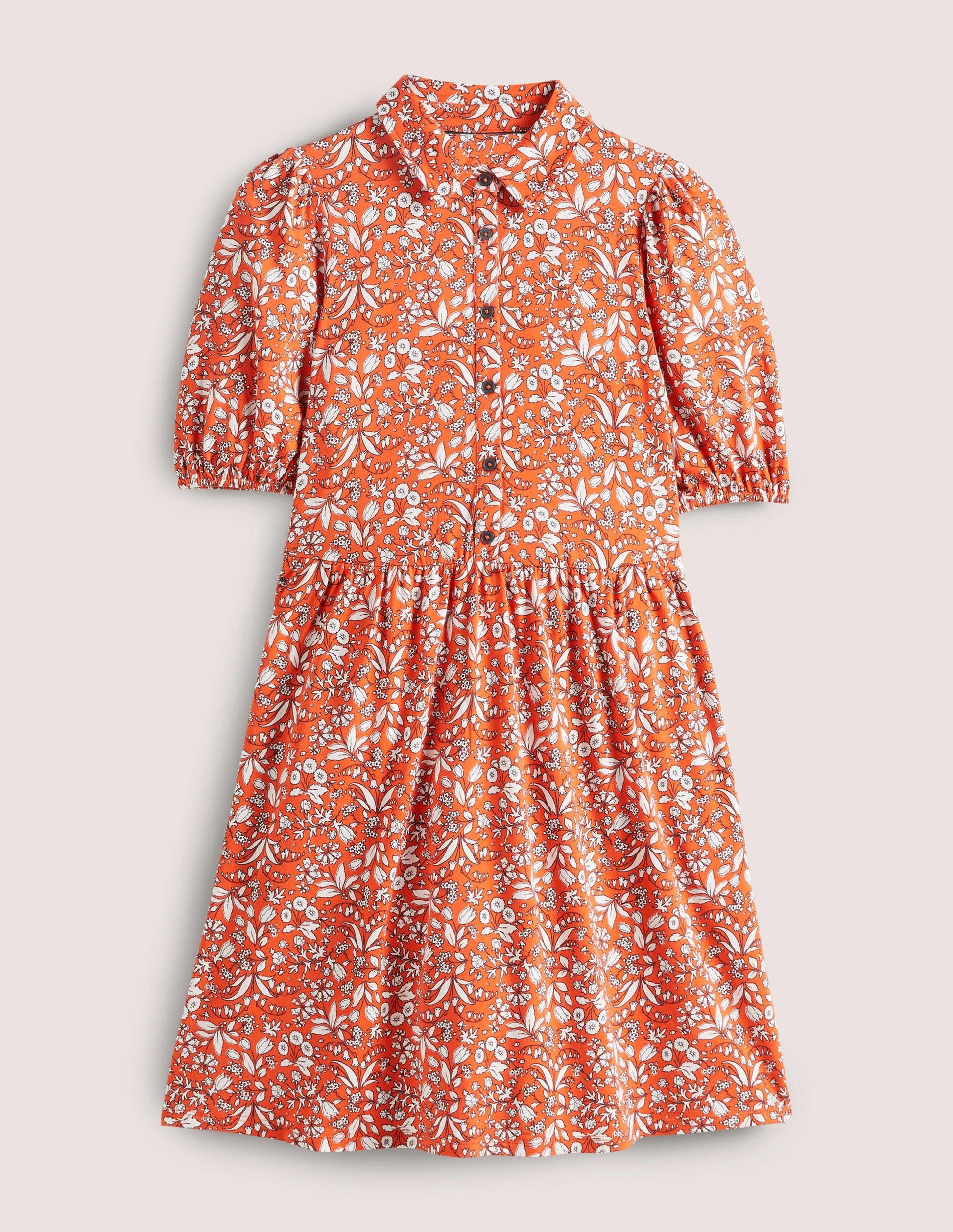 Mini Jersey Shirt Dress-Tigerlily, WIldflower-8