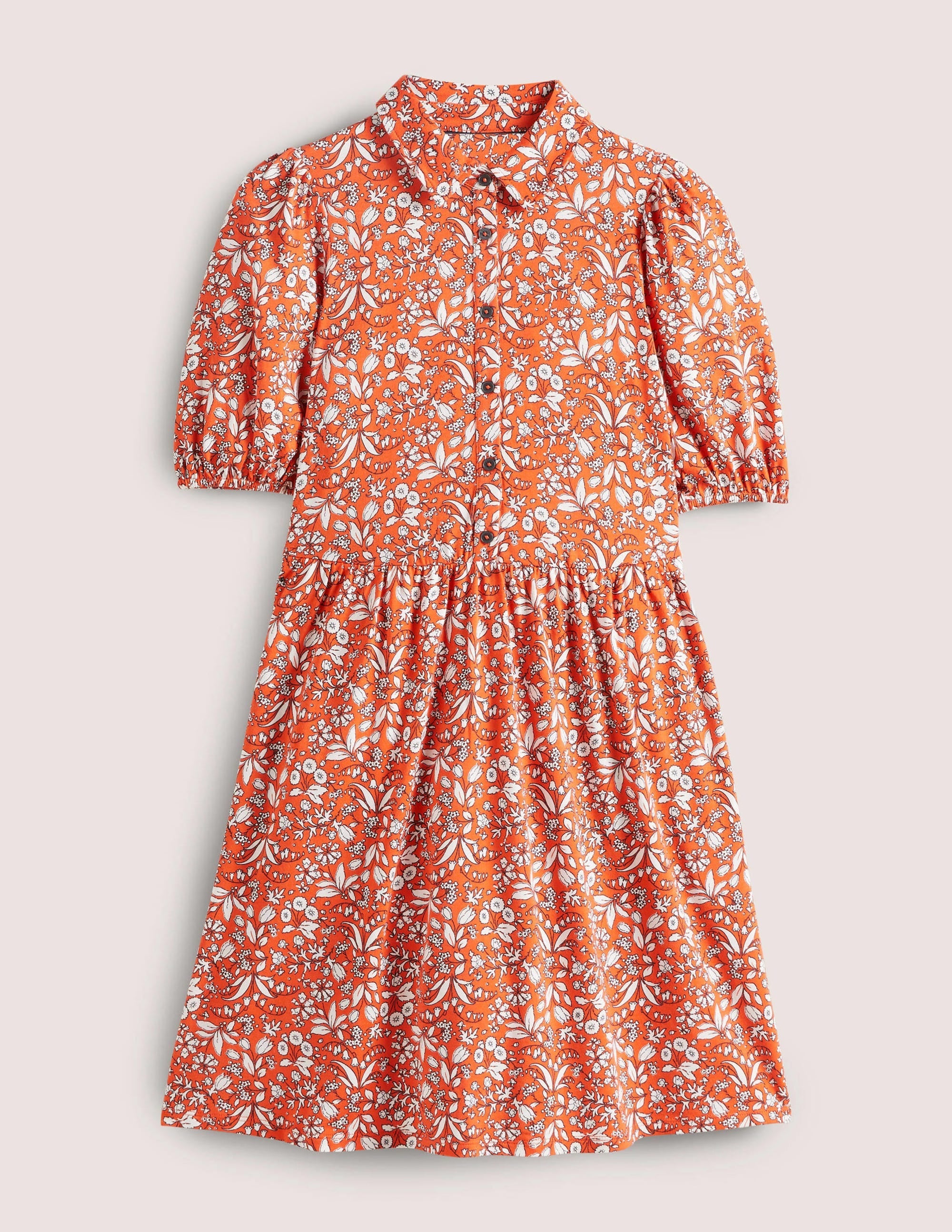 Mini Jersey Shirt Dress-Tigerlily, WIldflower - Image 8