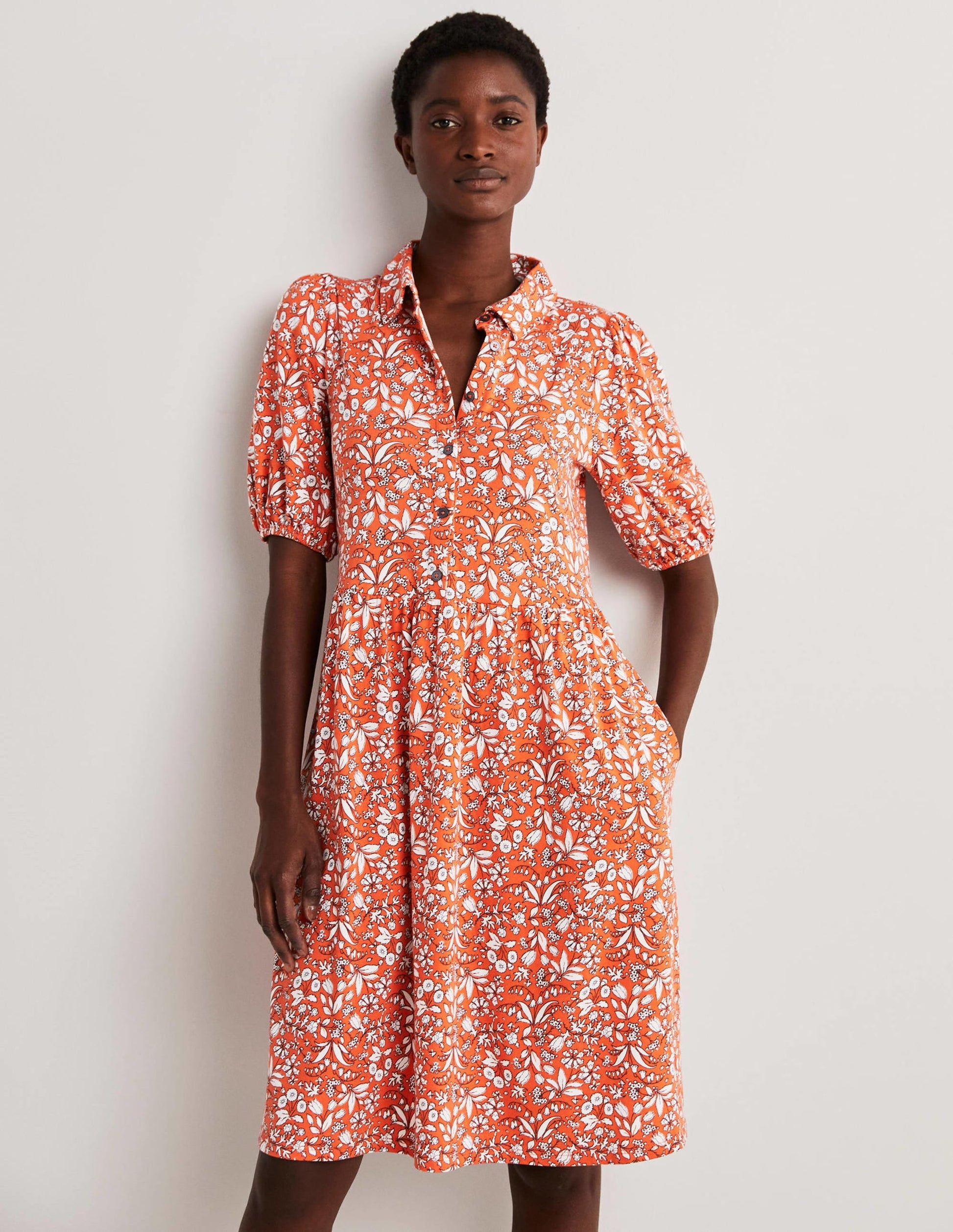 Mini Jersey Shirt Dress-Tigerlily, WIldflower-1