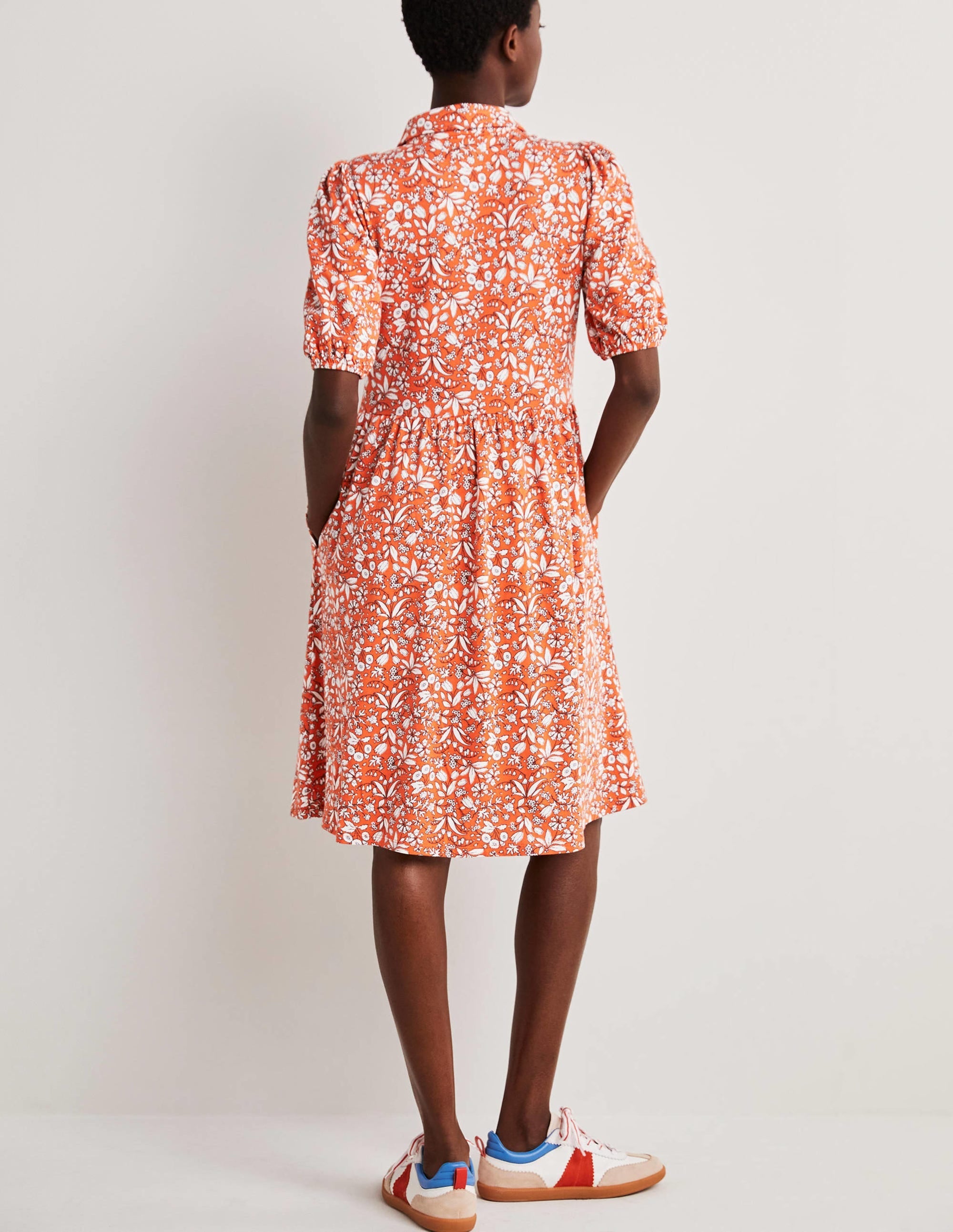 Mini Jersey Shirt Dress-Tigerlily, WIldflower - Image 3