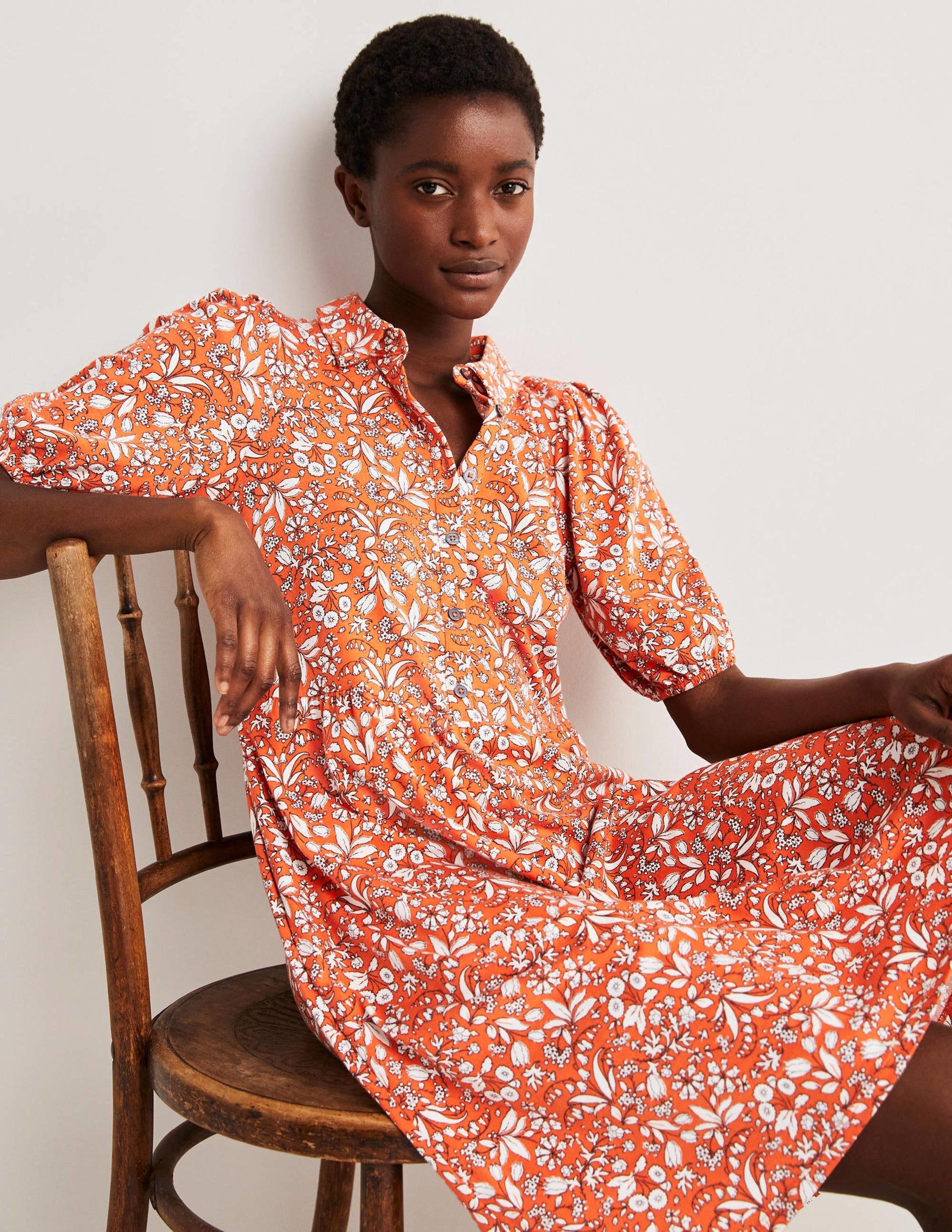 Mini Jersey Shirt Dress-Tigerlily, WIldflower-4