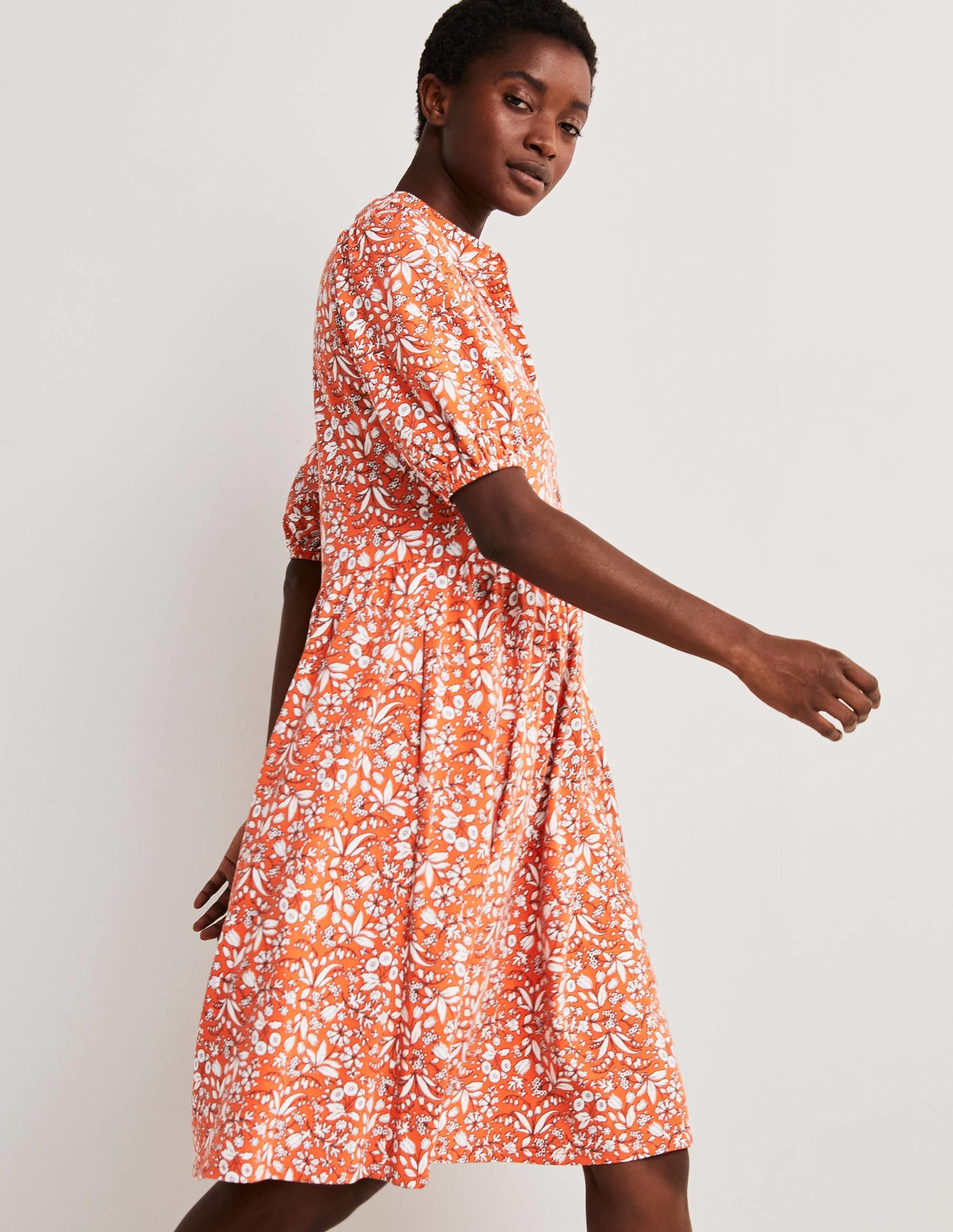 Mini Jersey Shirt Dress-Tigerlily, WIldflower - Image 5