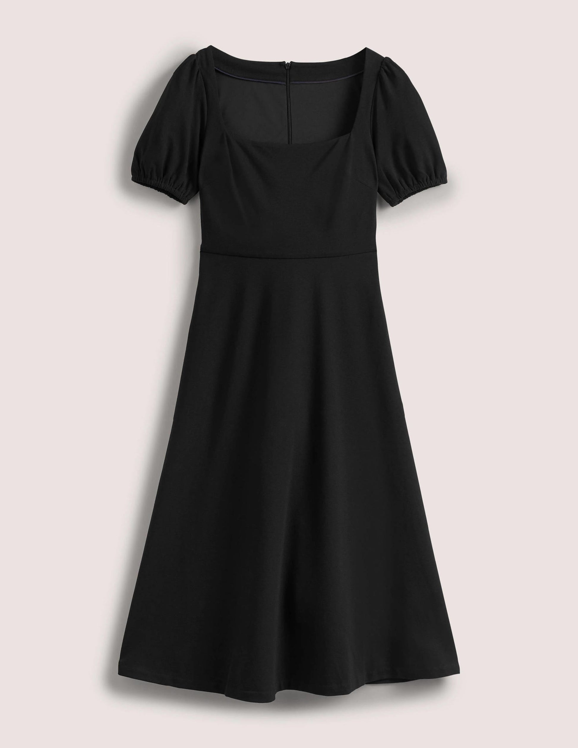 Short Sleeve Jersey Midi Dress-Black-5