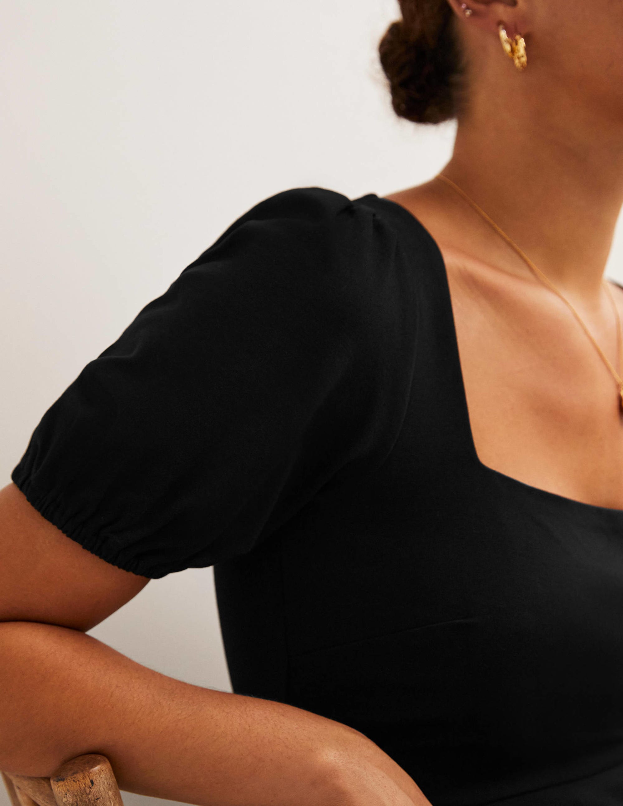 Short Sleeve Jersey Midi Dress-Black - Image 2