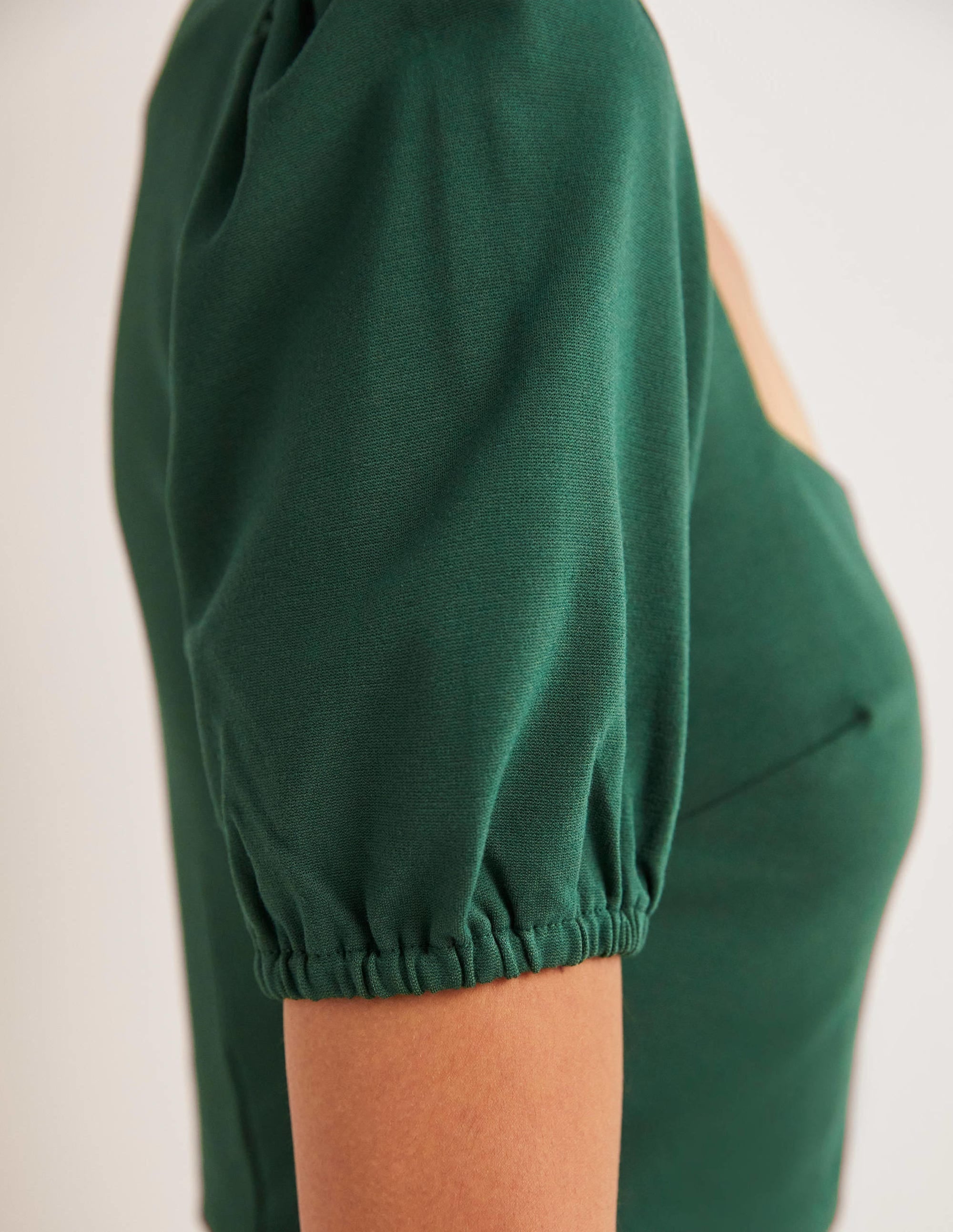Short Sleeve Jersey Midi Dress-Hunter Green - Image 2