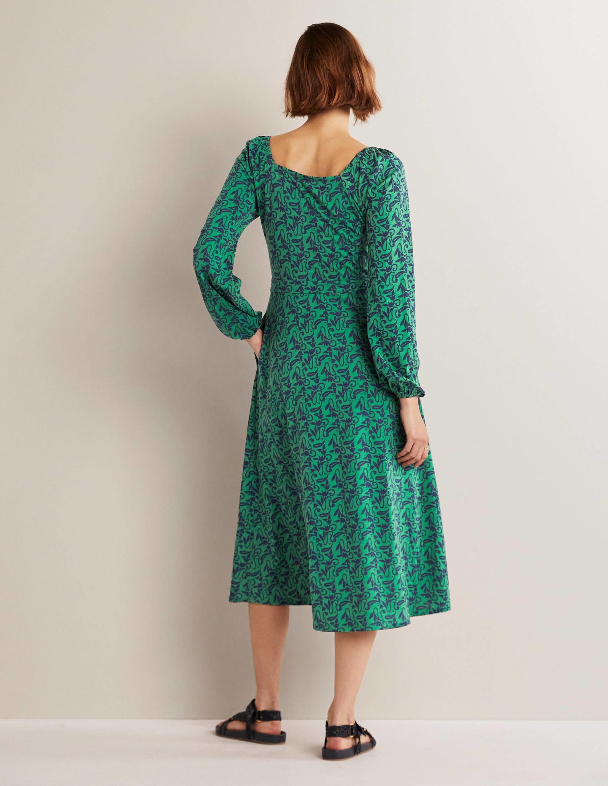 Square Neck Jersey Midi Dress-Shady Glade Paisley Meadow-8
