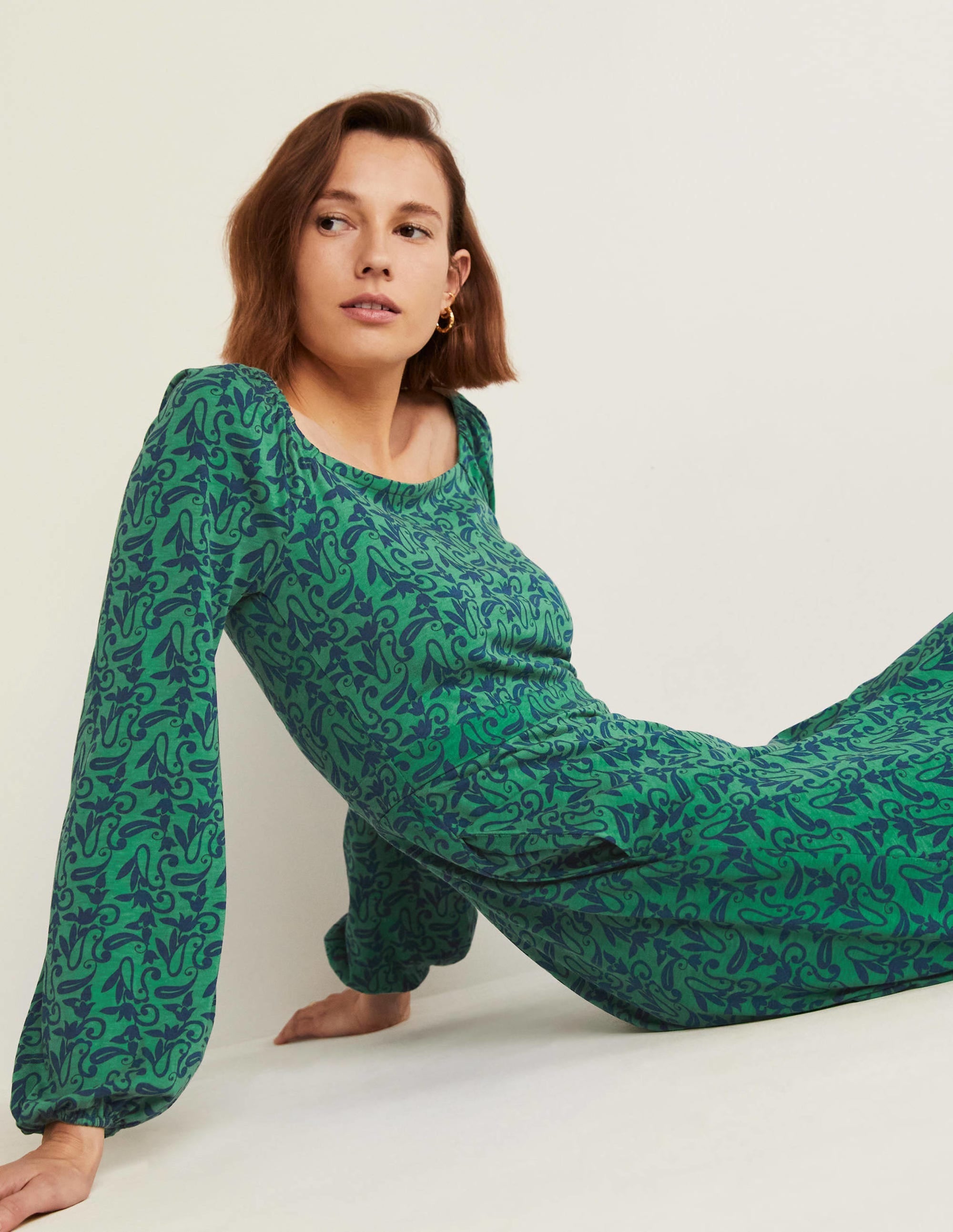 Square Neck Jersey Midi Dress-Shady Glade Paisley Meadow - Image 10