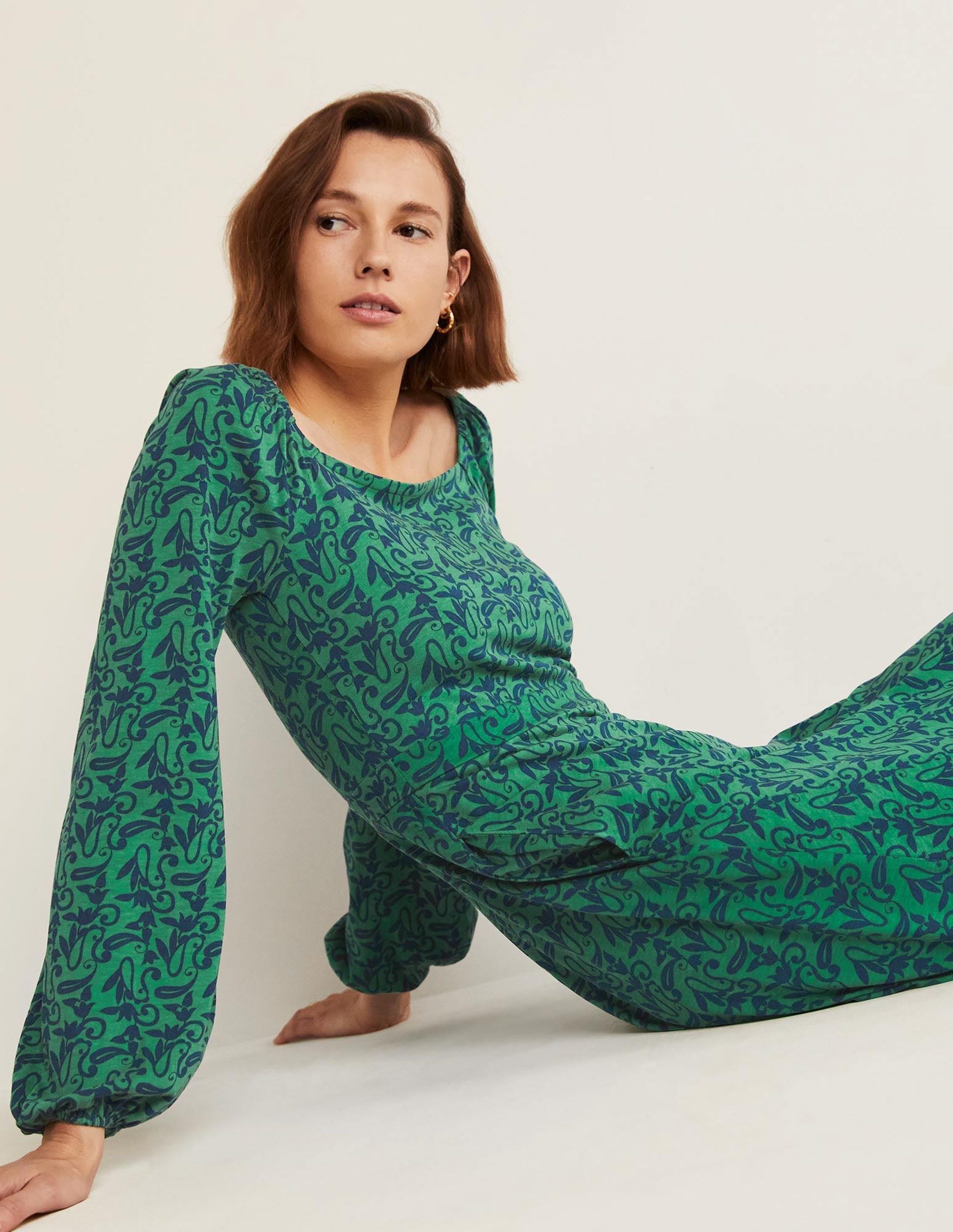 Square Neck Jersey Midi Dress-Shady Glade Paisley Meadow - Image 5