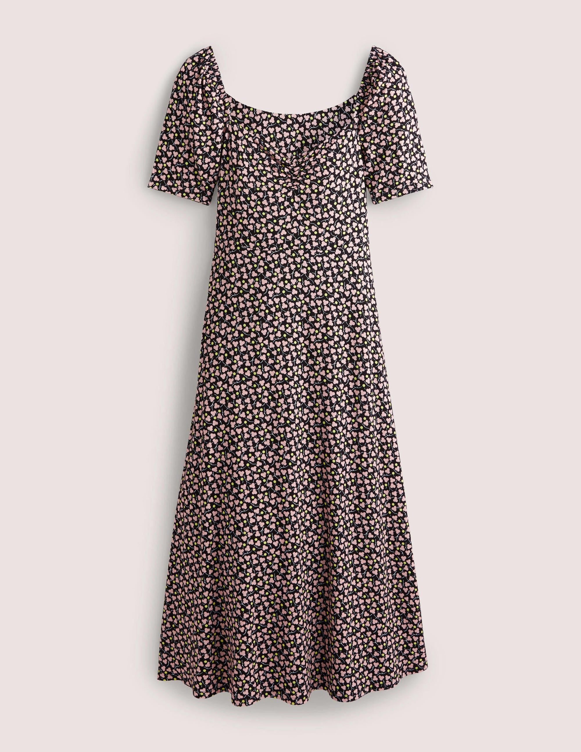 Sweetheart Jersey Midi Dress-Black, Flora Blossom - Image 7