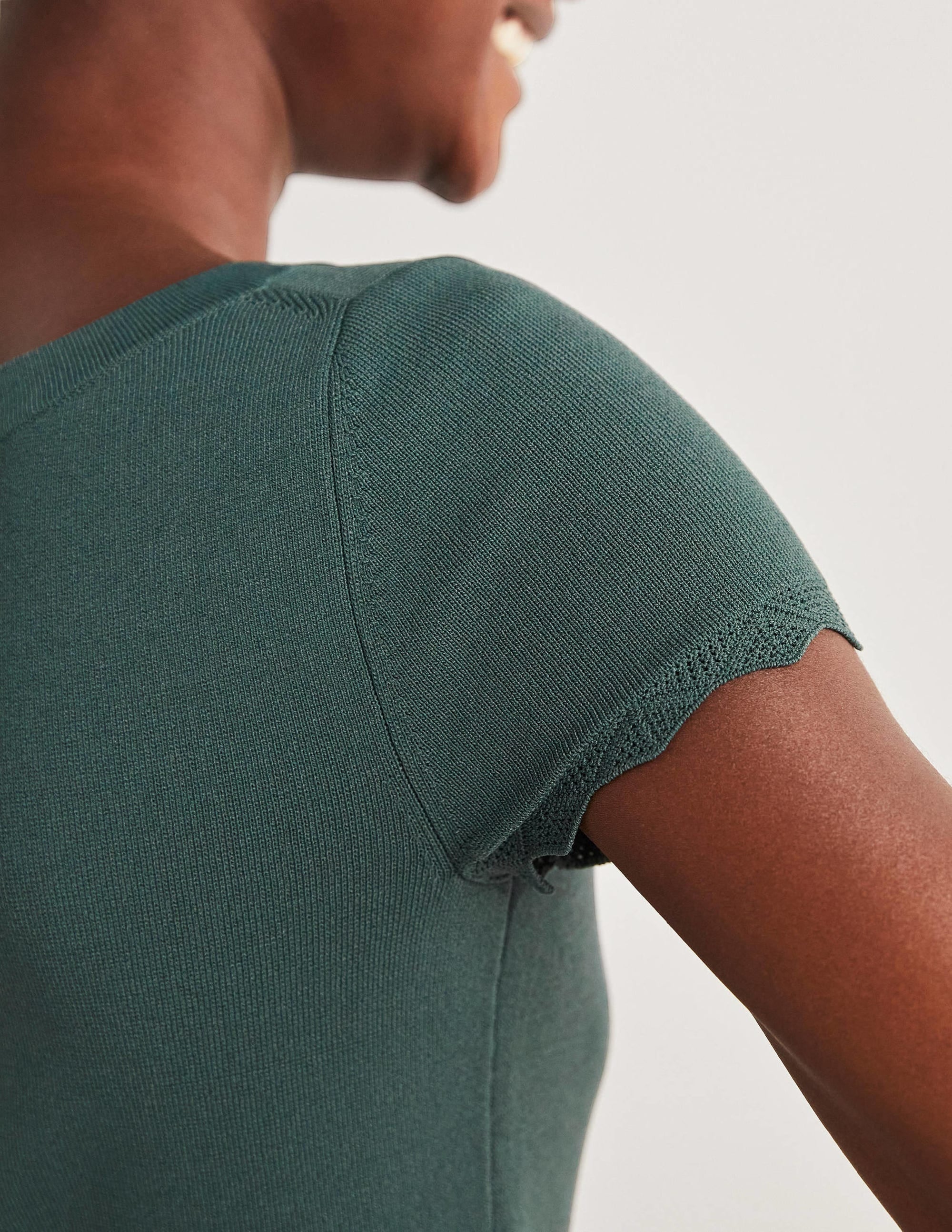 Detail Knitted Mini Dress-Trekking Green - Image 2