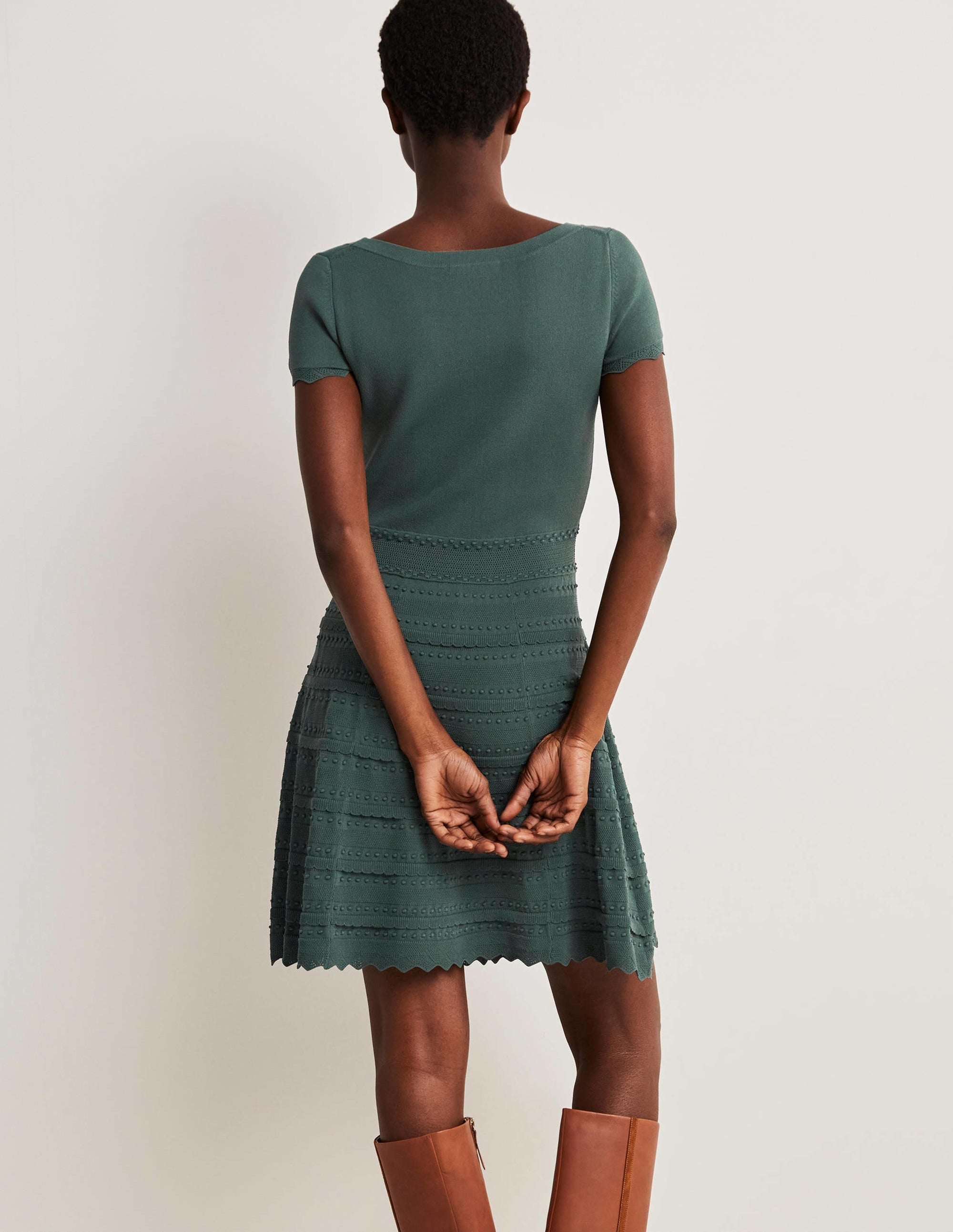 Detail Knitted Mini Dress-Trekking Green - Image 3