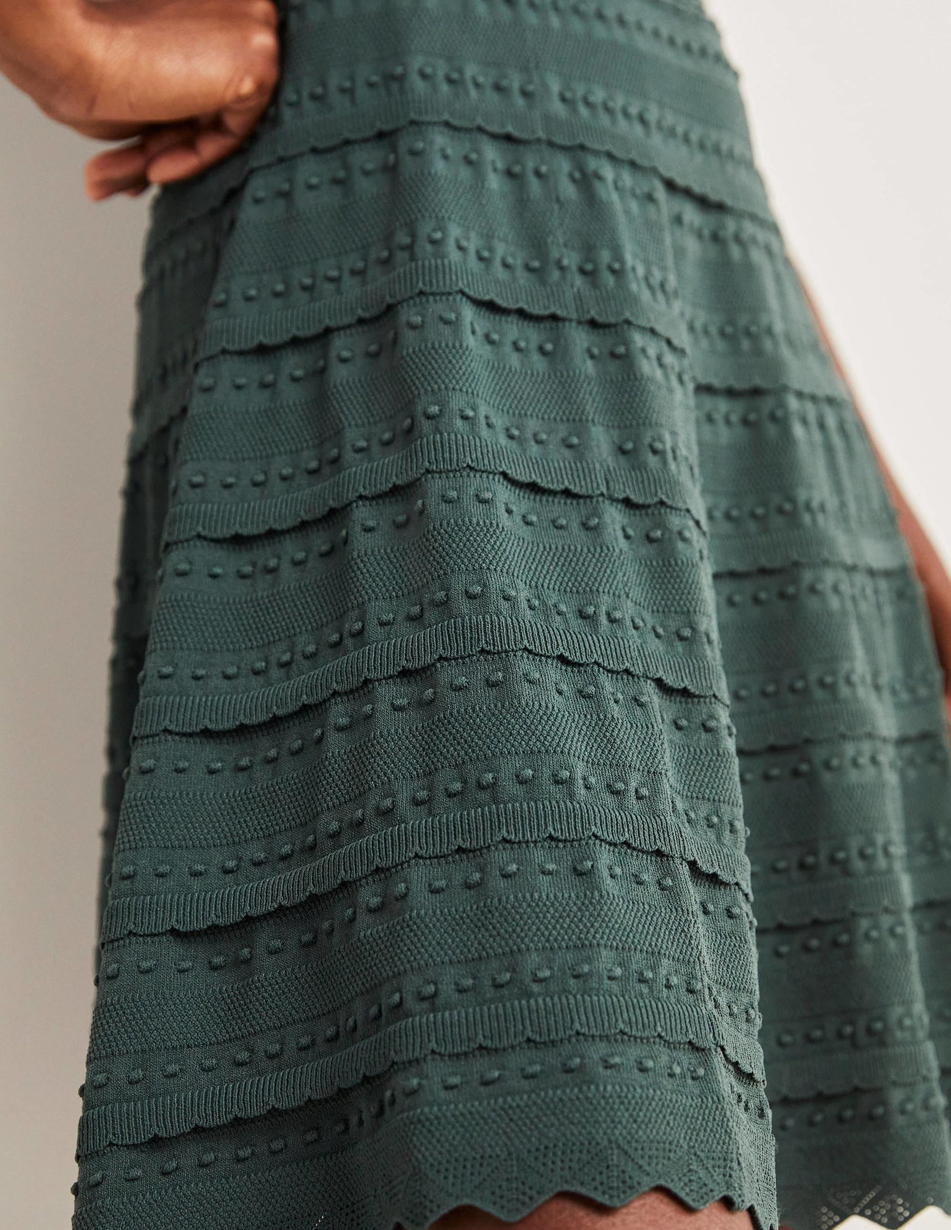 Detail Knitted Mini Dress-Trekking Green-4