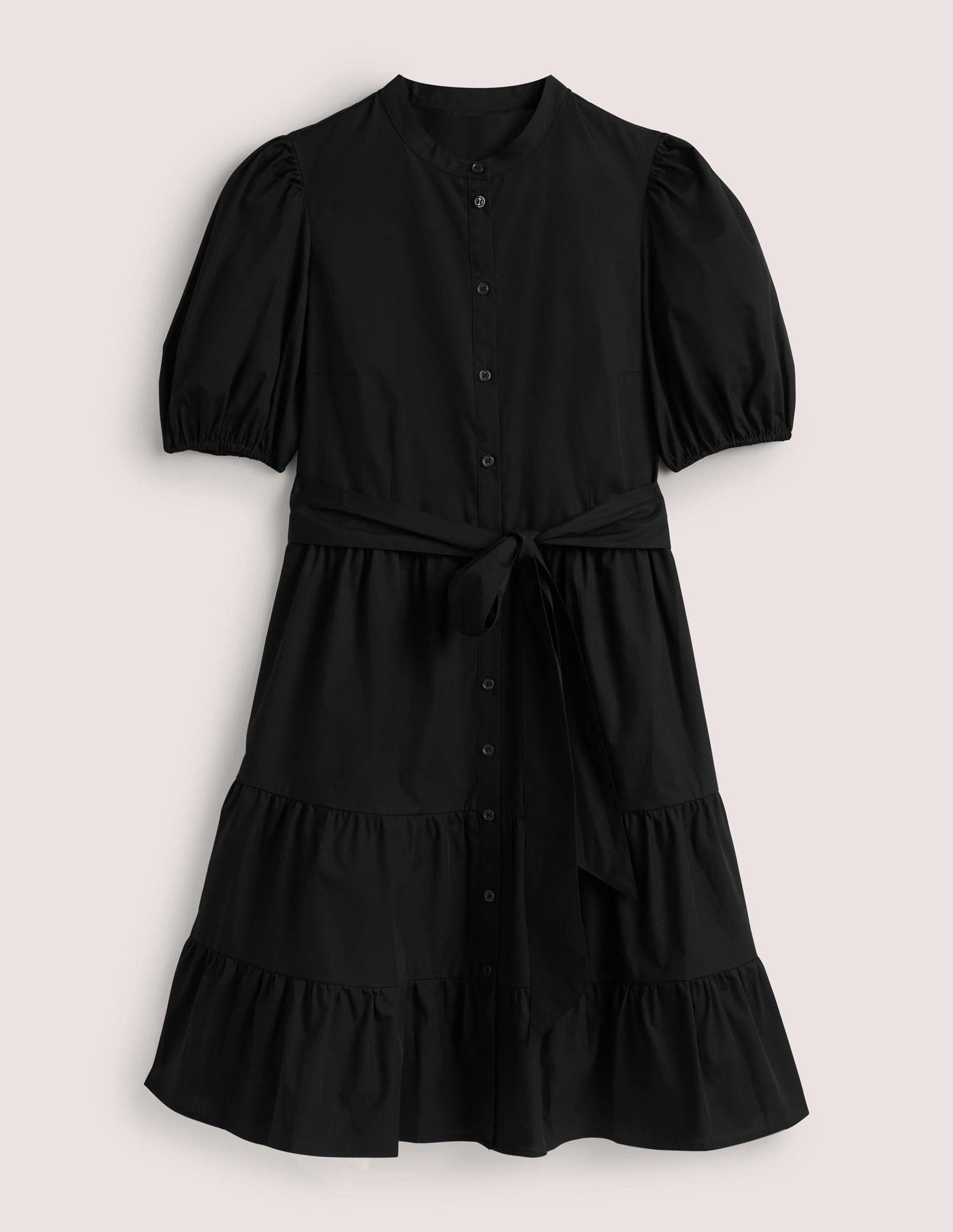 Tiered Shirt Dress-Black-5