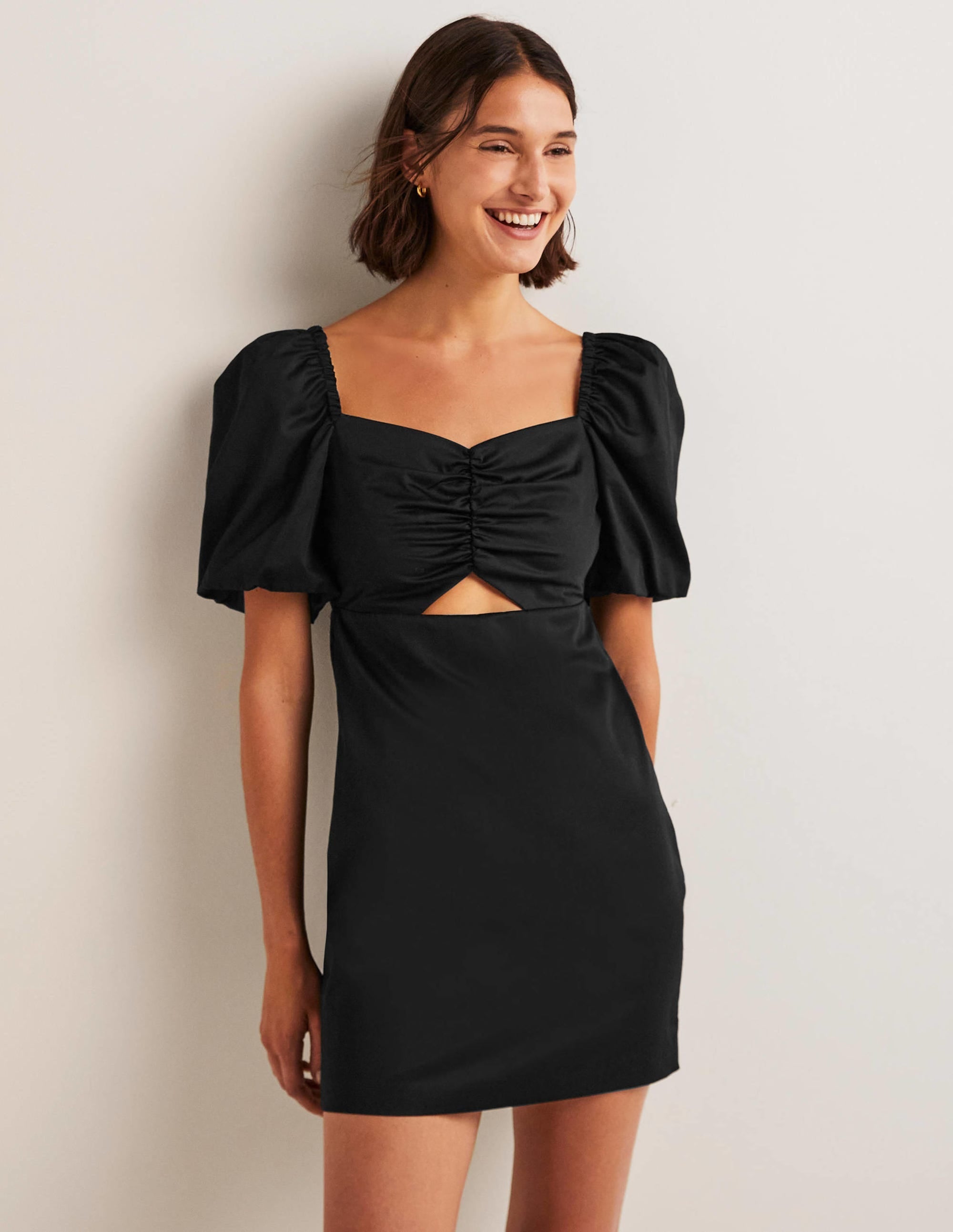 Cut Out Detail Mini Dress-Black - Image 1