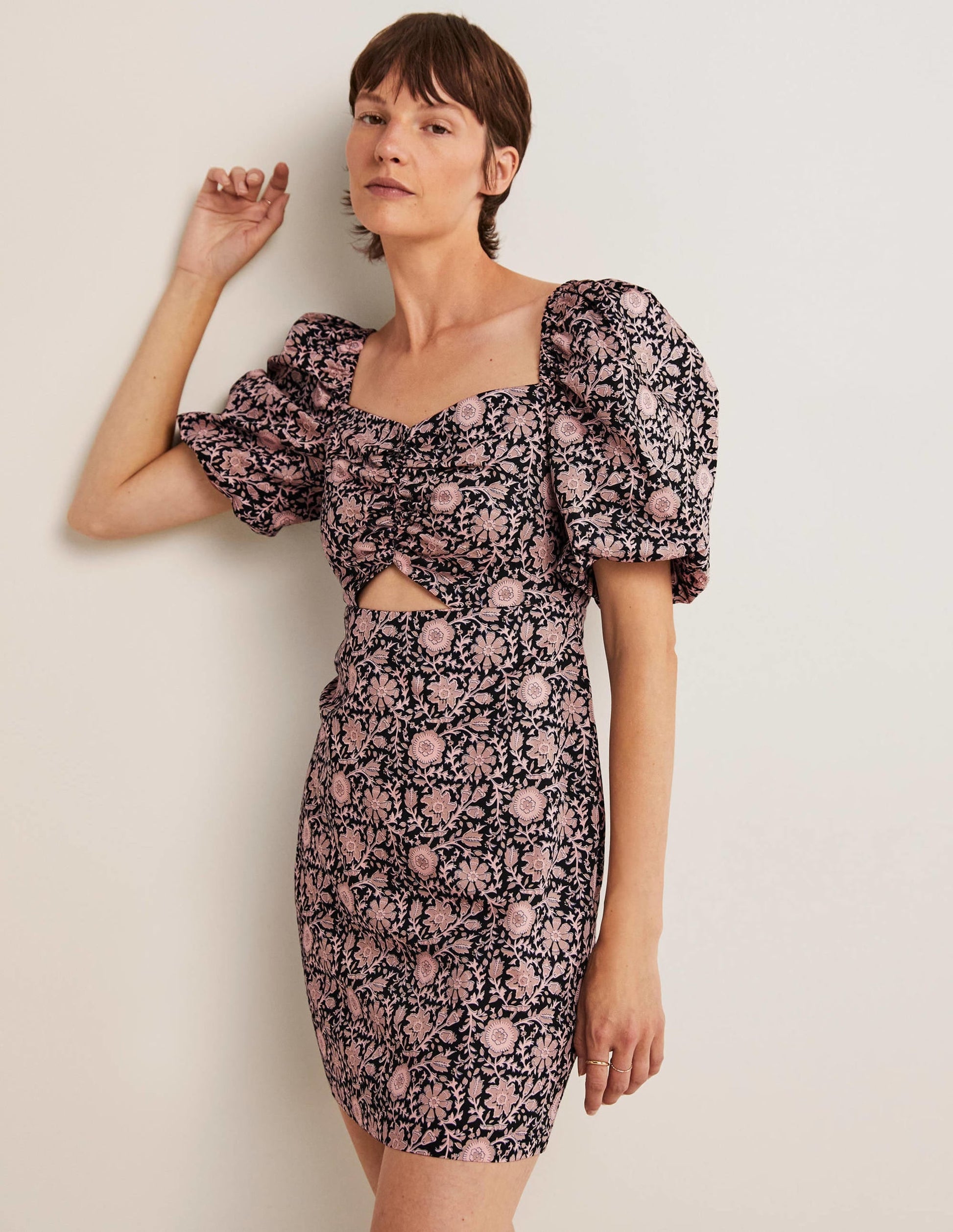 Cut Out Detail Mini Dress-Black, Enchanting Twig-1