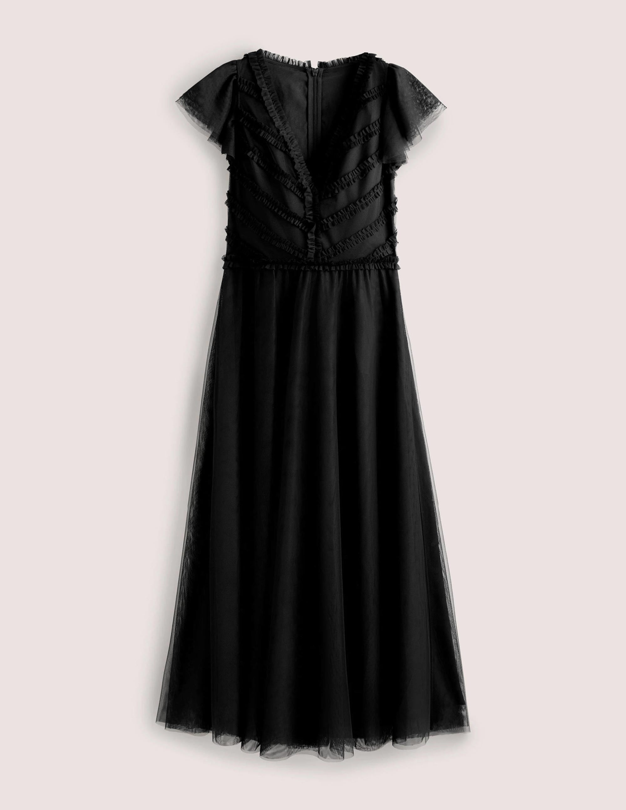 Tulle V-Neck Maxi Party Dress-Black - Image 5