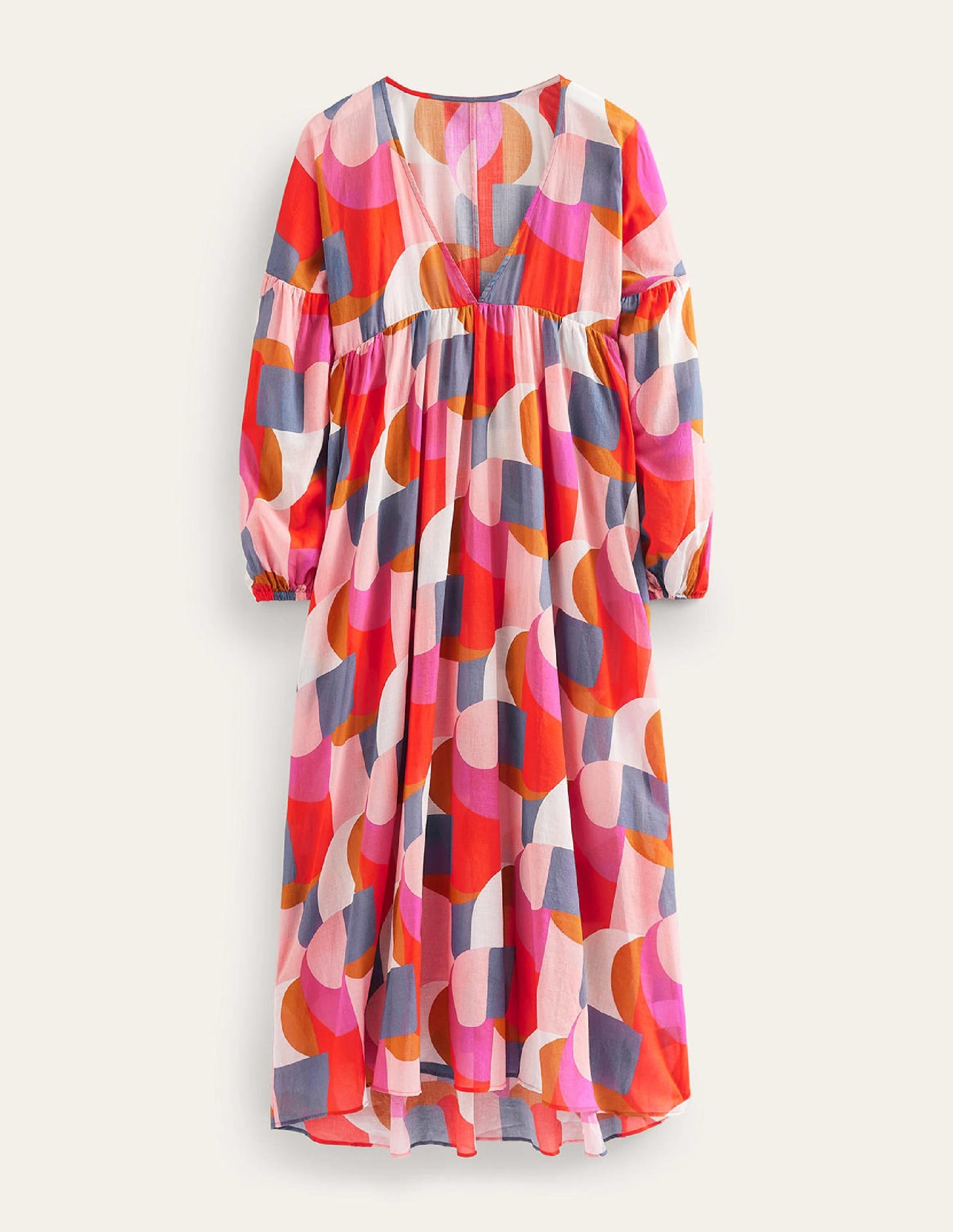 Sarah Maxi Kaftan Dress-Festival Pink, Geometric Swirl-7