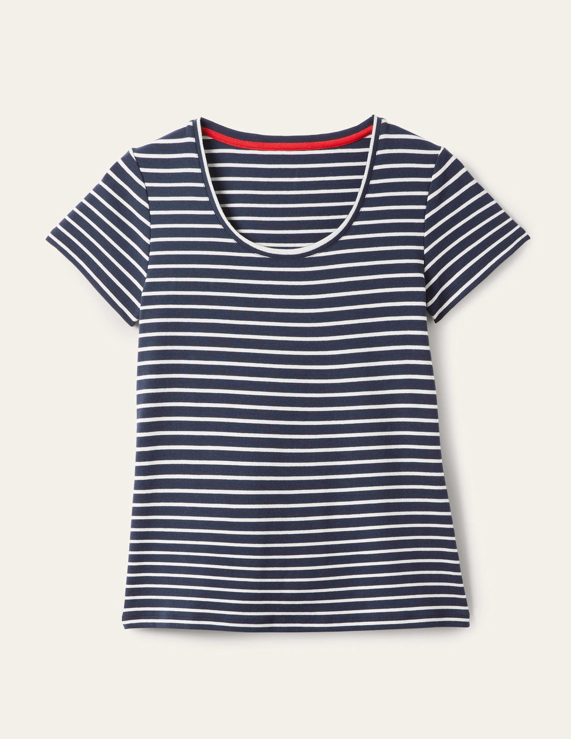Essential Short Sleeve T-Shirt-Navy / Ivory Stripe-10