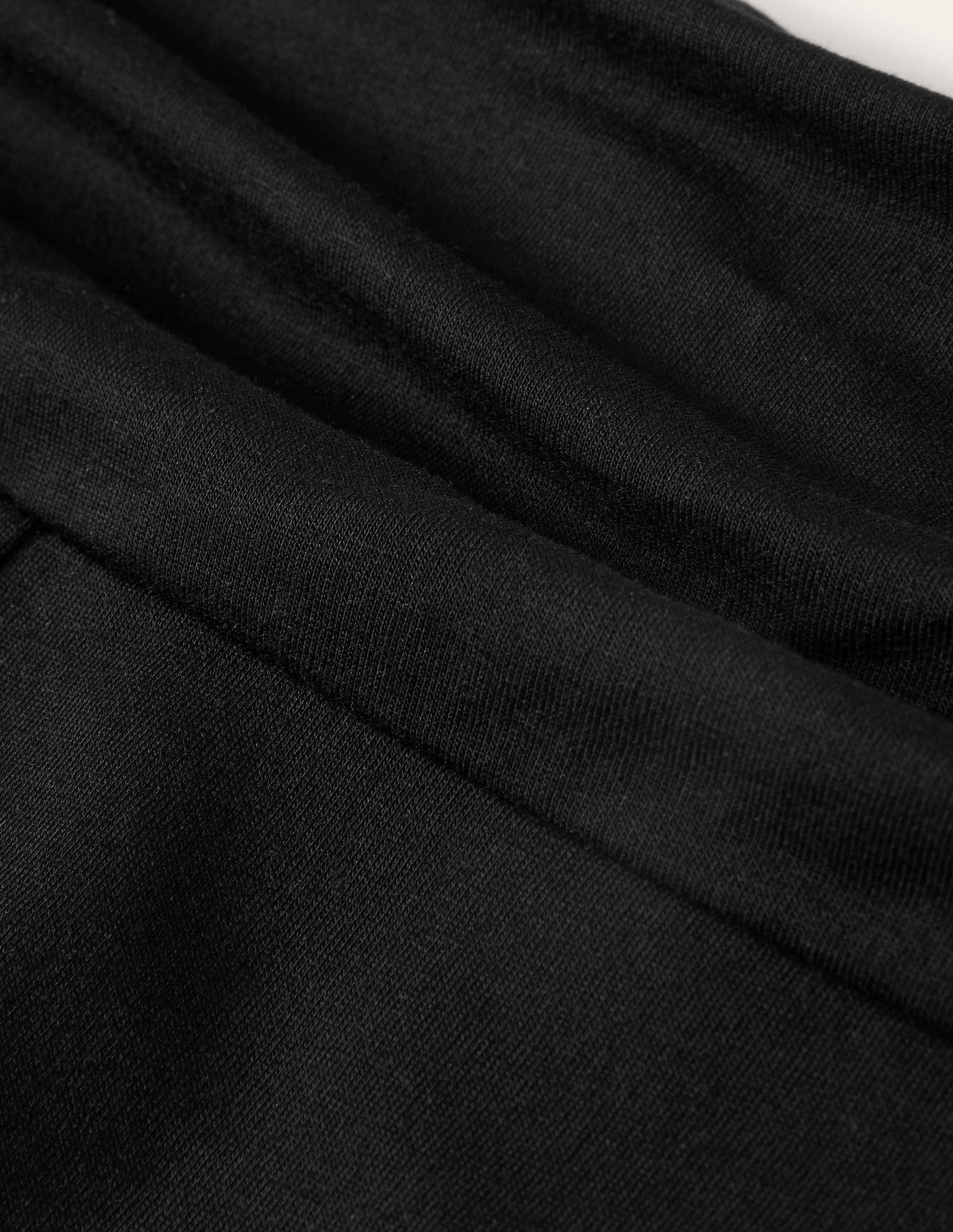 Wide Leg Jersey Trousers-Black - Image 9