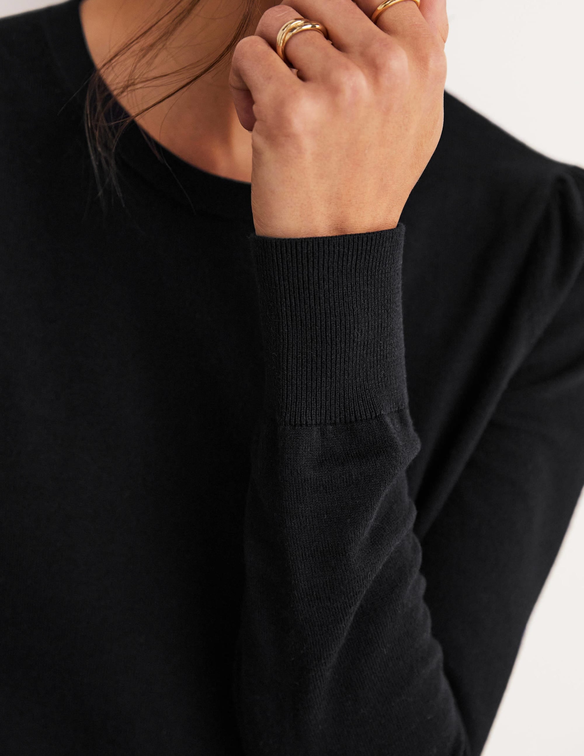 Cotton Crew Neck Jumper-Black - Image 6