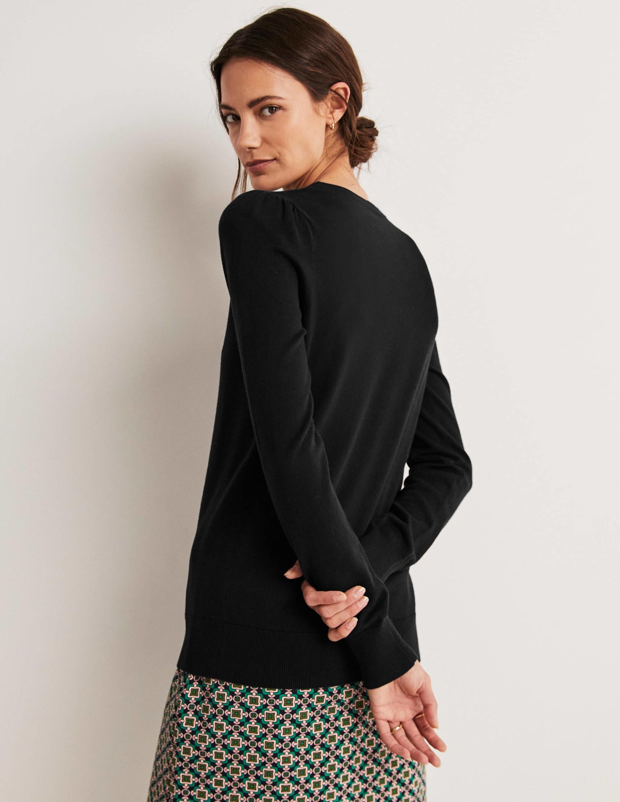 Cotton Crew Neck Jumper-Black - Image 7