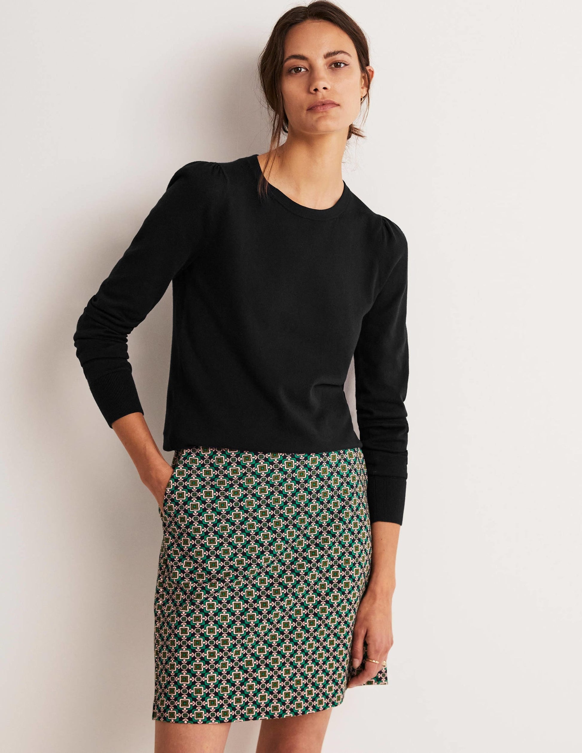 Cotton Crew Neck Jumper-Black-8