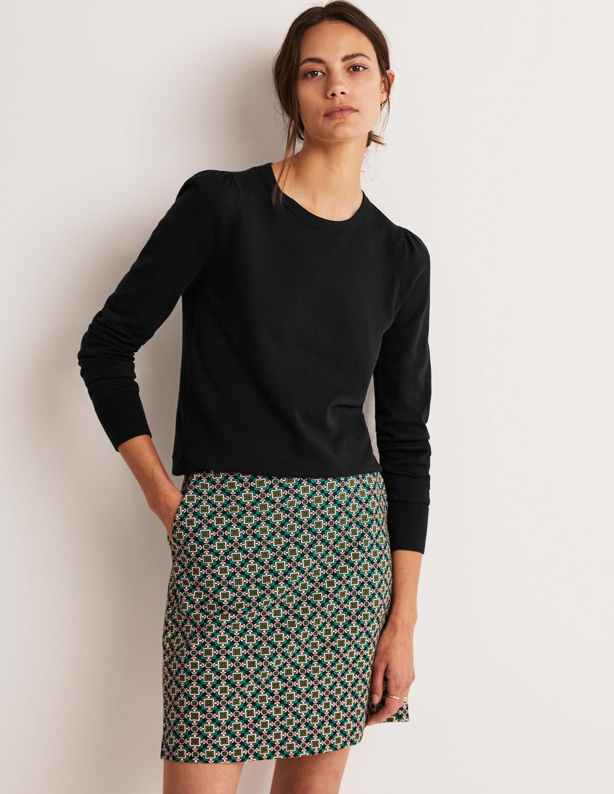 Cotton Crew Neck Jumper-Black - Image 8